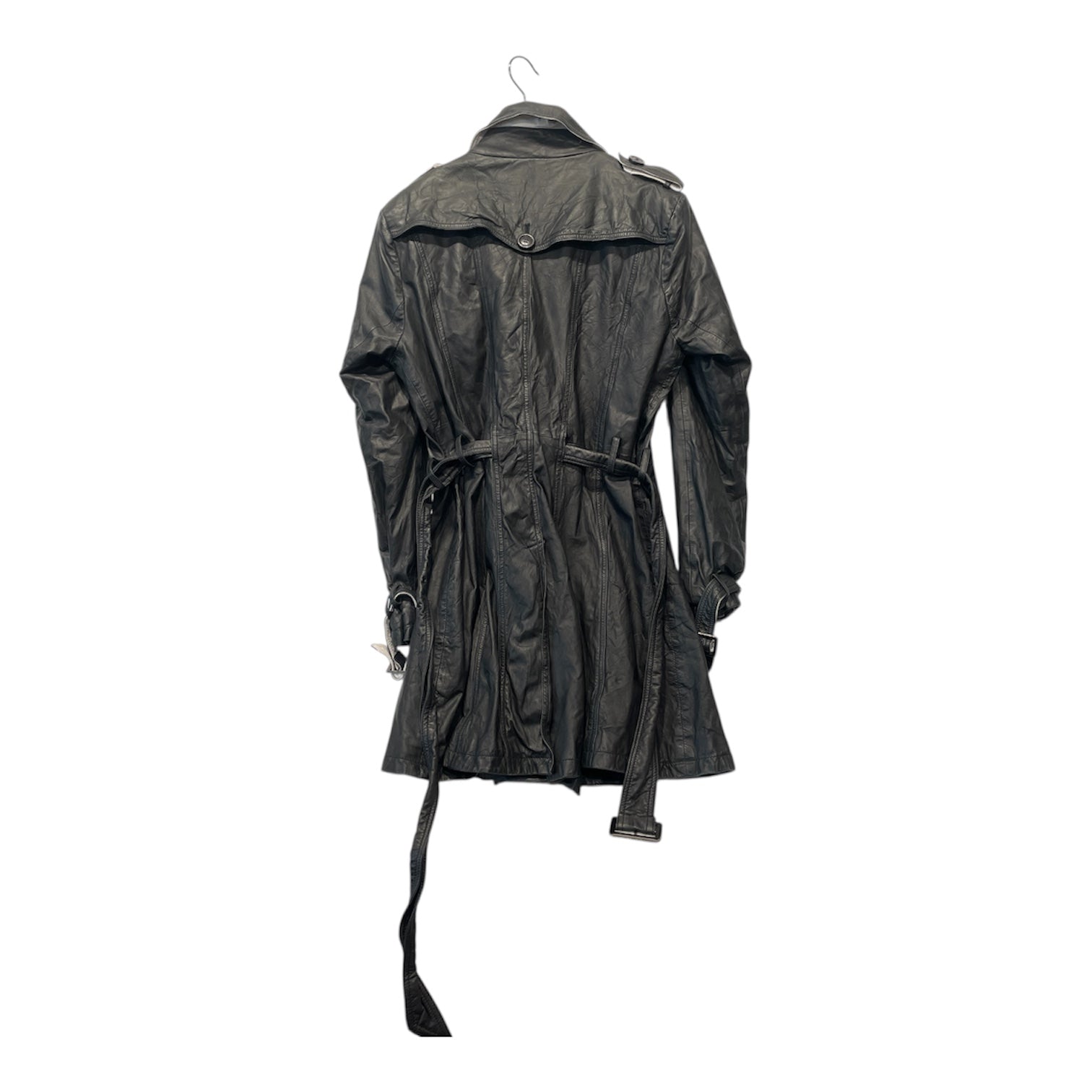BOD & CHRISTENSEN/Trench Coat/XL/Leather/BLK/Double Breasted/ view 2