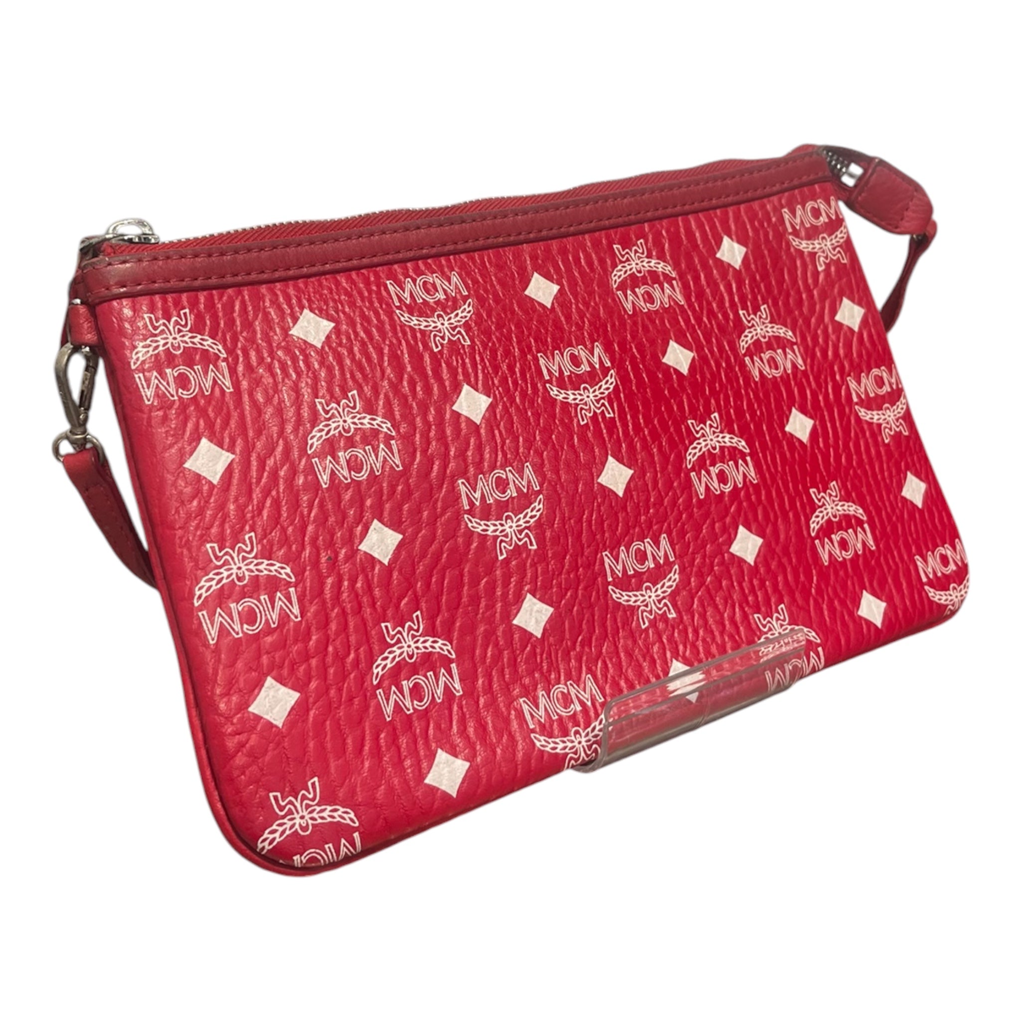 MCM/Clutch Bag/Monogram/Leather/RED/white  mcm logos view 3