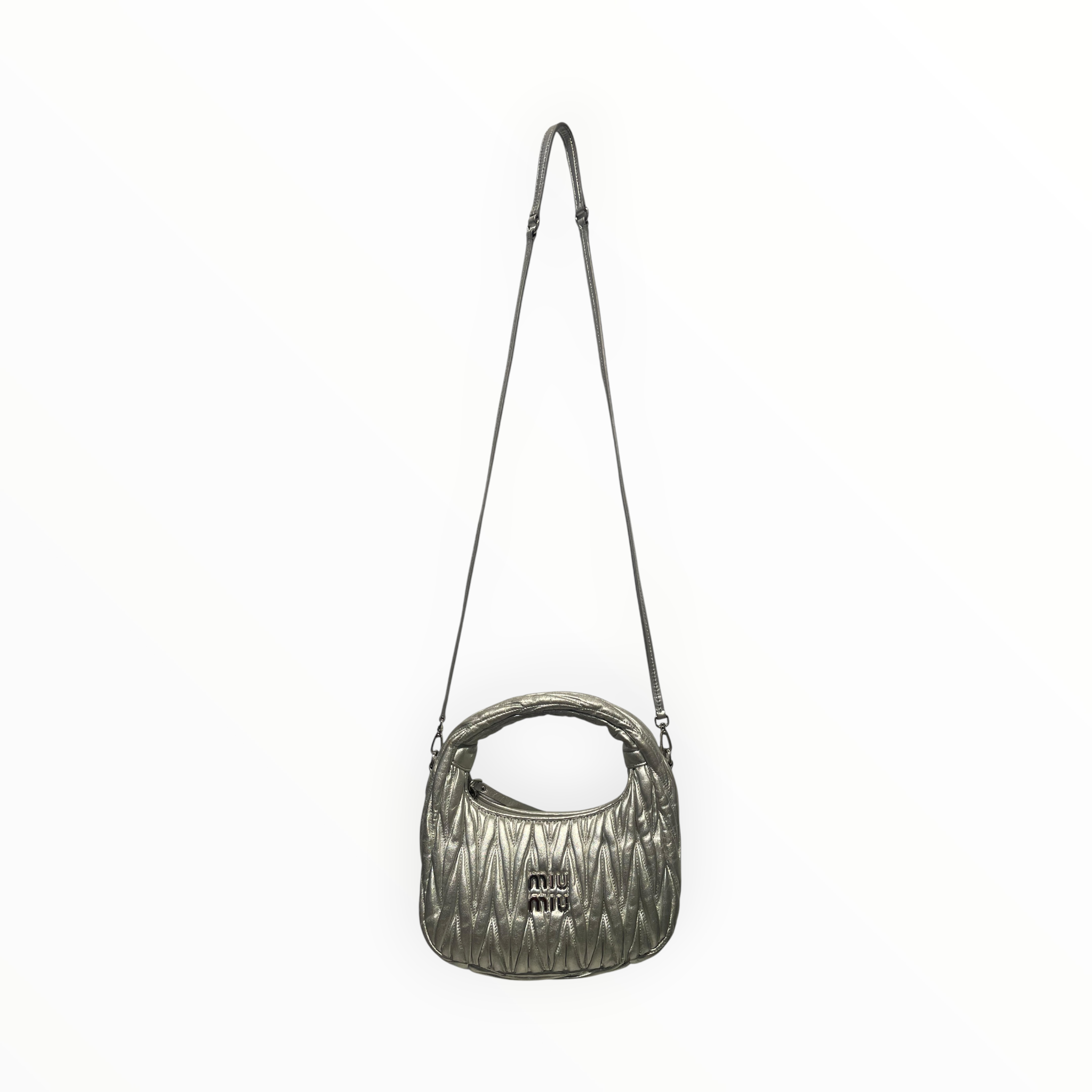 MIU MIU/Cross Body Bag/Leather/SLV/WANDER MATELASSE NAPPA HOBO BA view 3