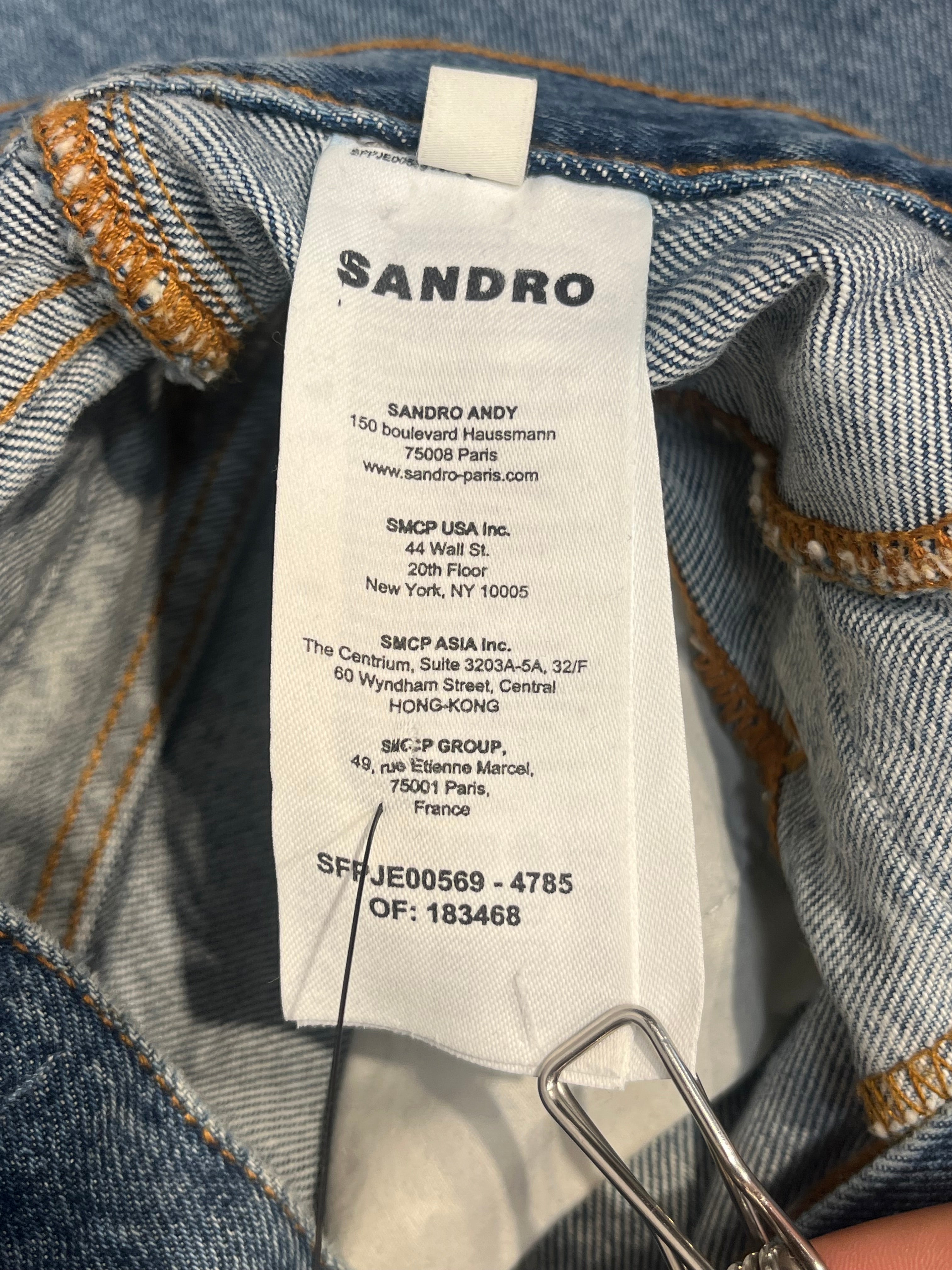 sandro/Wide Leg Pants/38/Cotton/BLU/High-waisted/double waist view 4
