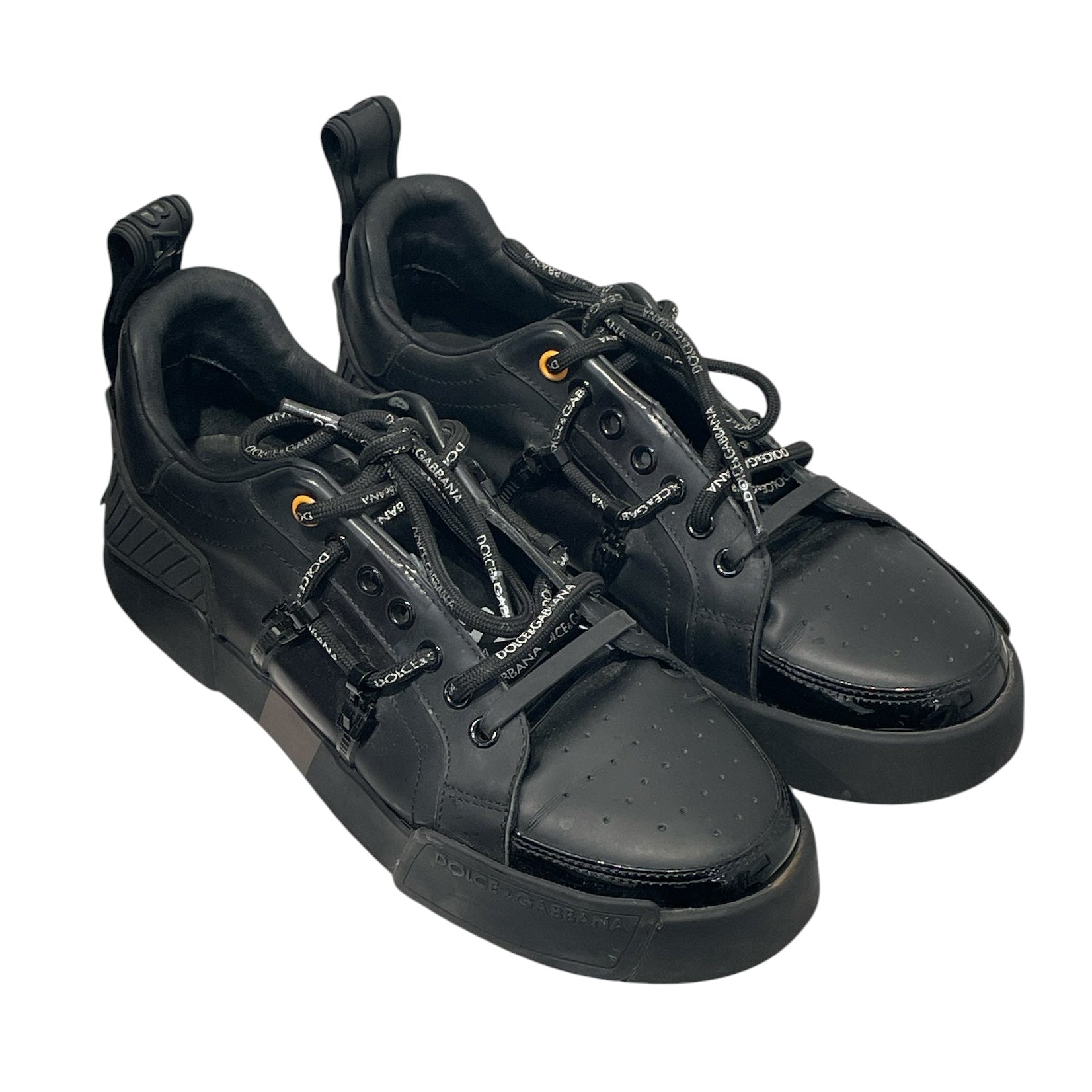 DOLCE&GABBANA/Low-Sneakers/Leather/BLK/portofino logo tongue/bak/lace view 1