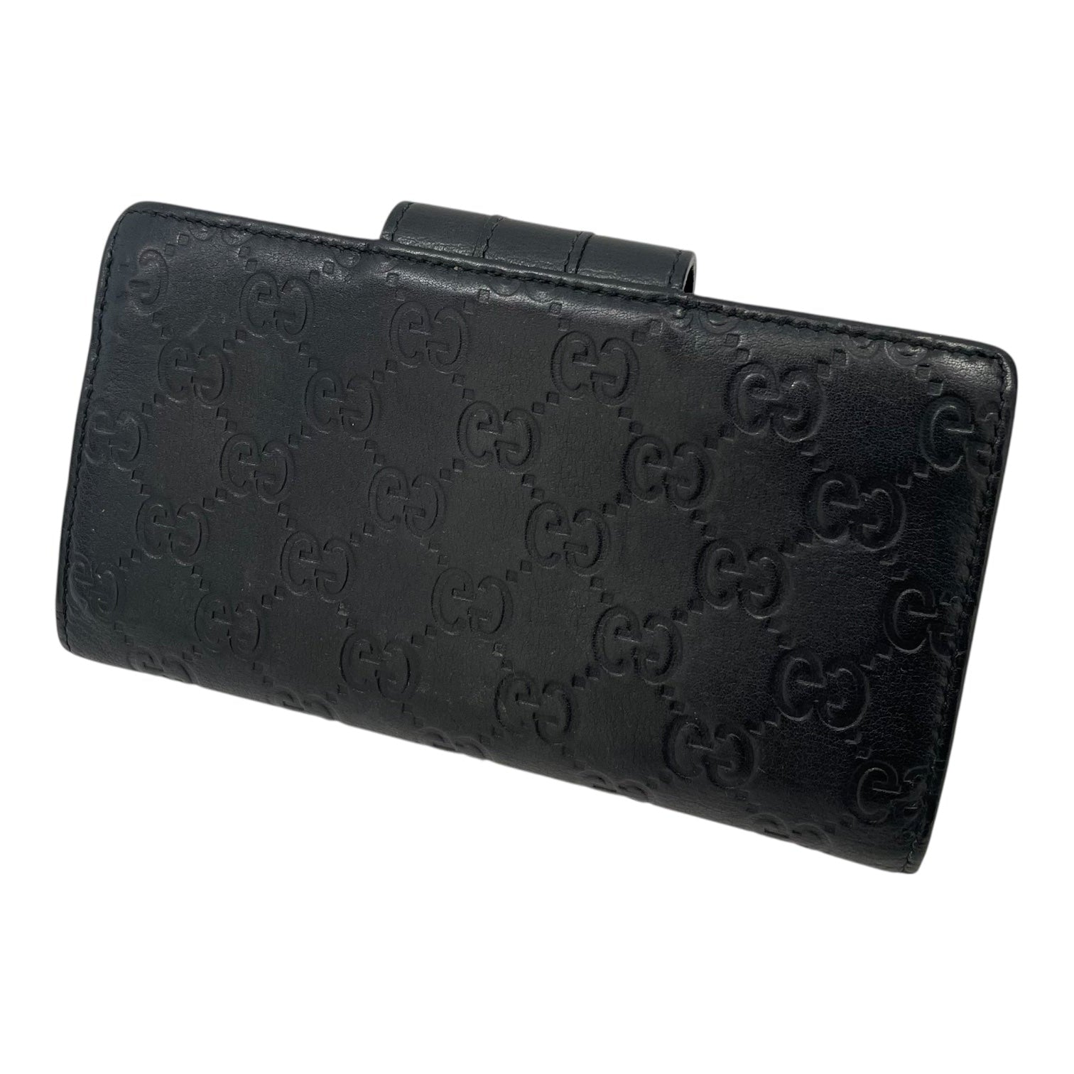 GUCCI/Bifold Wallet/Monogram/Leather/BLK/VINTAGE, CURSIVE LOGO view 2