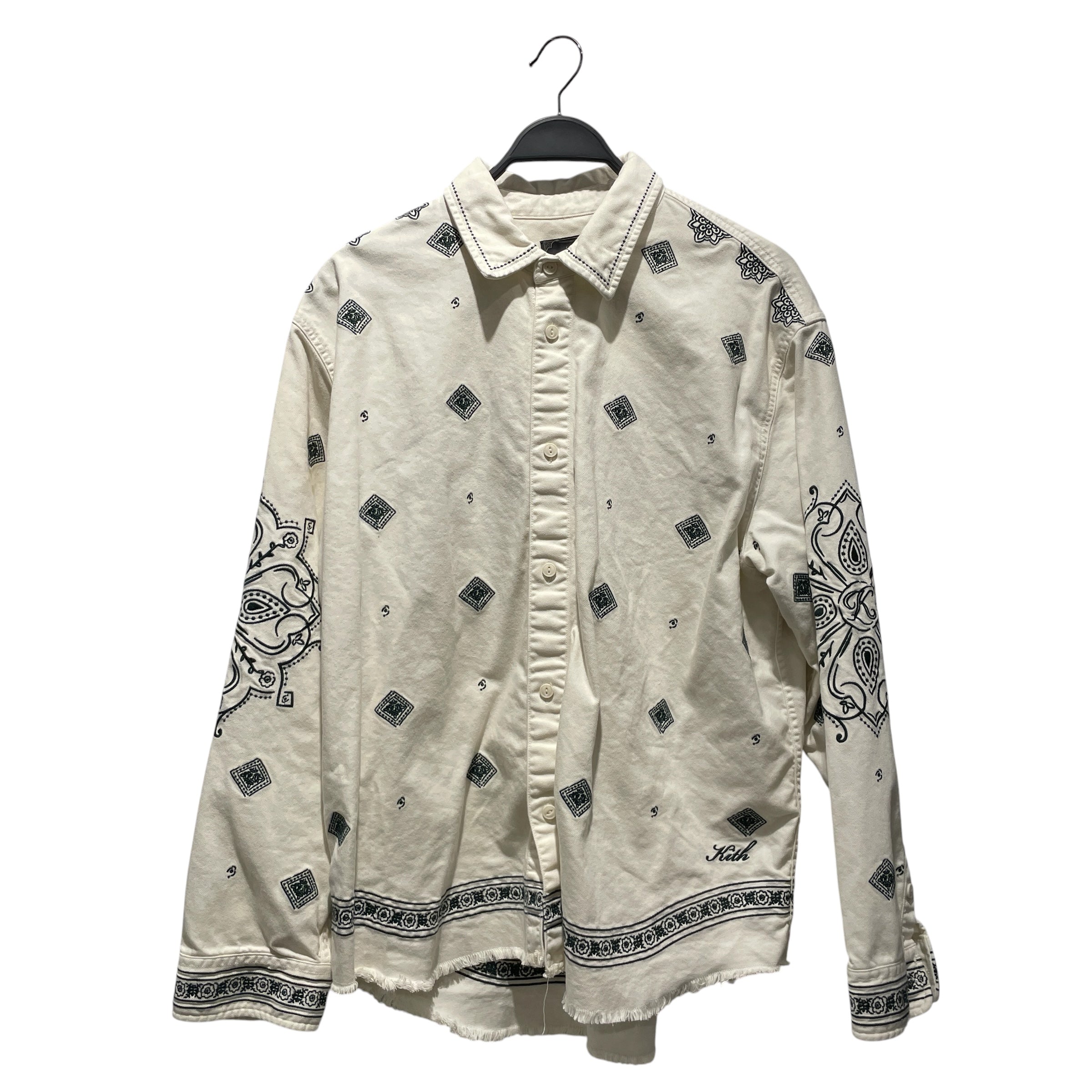 KITH/Flannel Shirt/L/Cotton/WHT/Green designs view 1