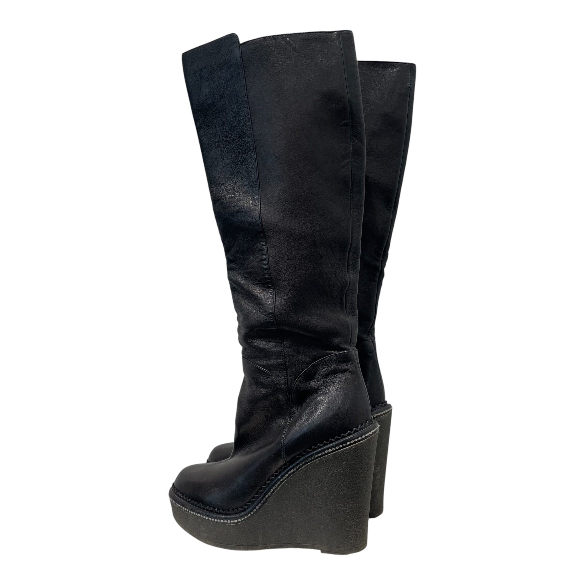 YVES SAINT LAURENT/Boots/EU 39.5/Leather/BLK/HIGH WEDGE view 2