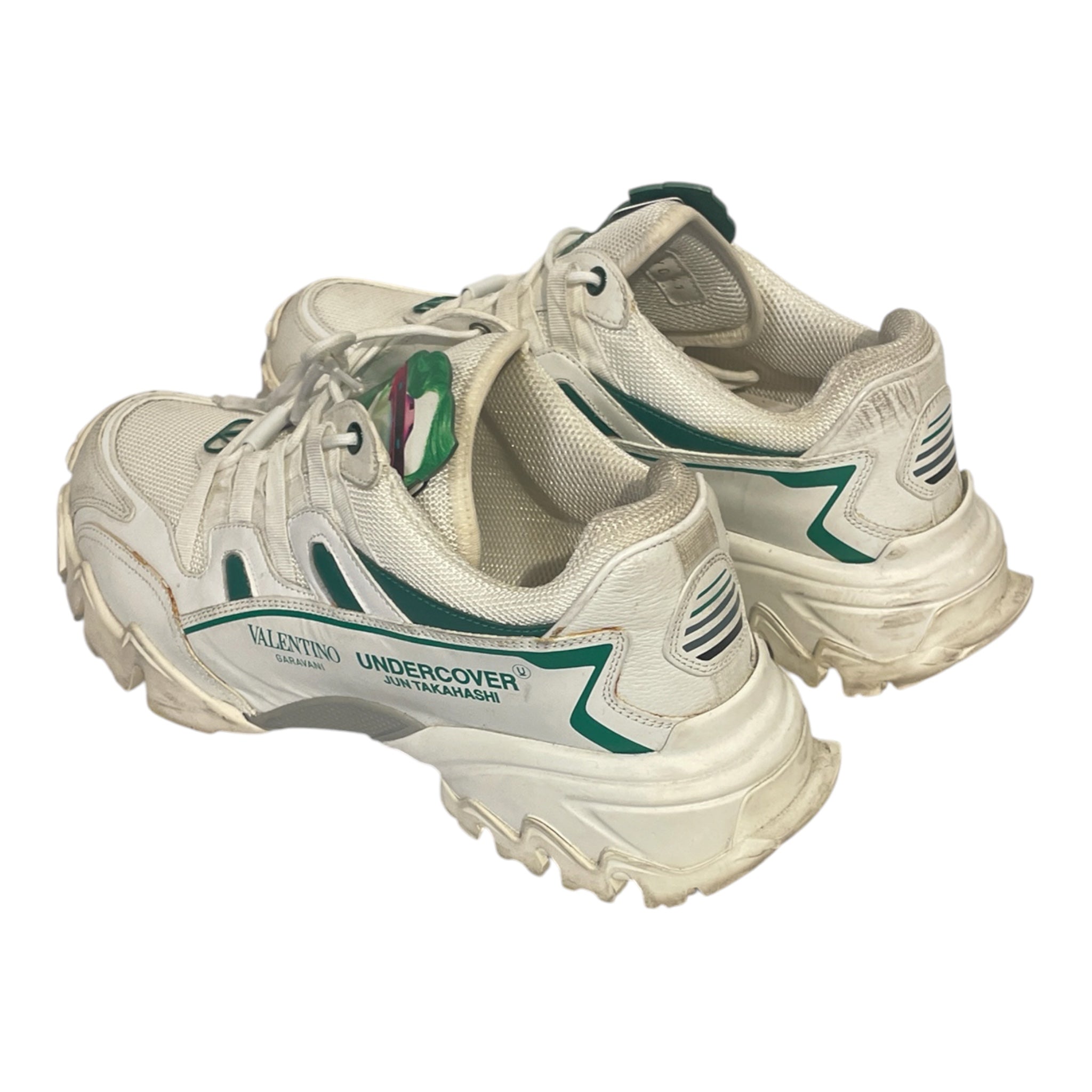 VALENTINO GARAVANI/UNDERCOVER/Low-Sneakers/US 9/Cotton/WHT/GREEN ACCENTS view 2