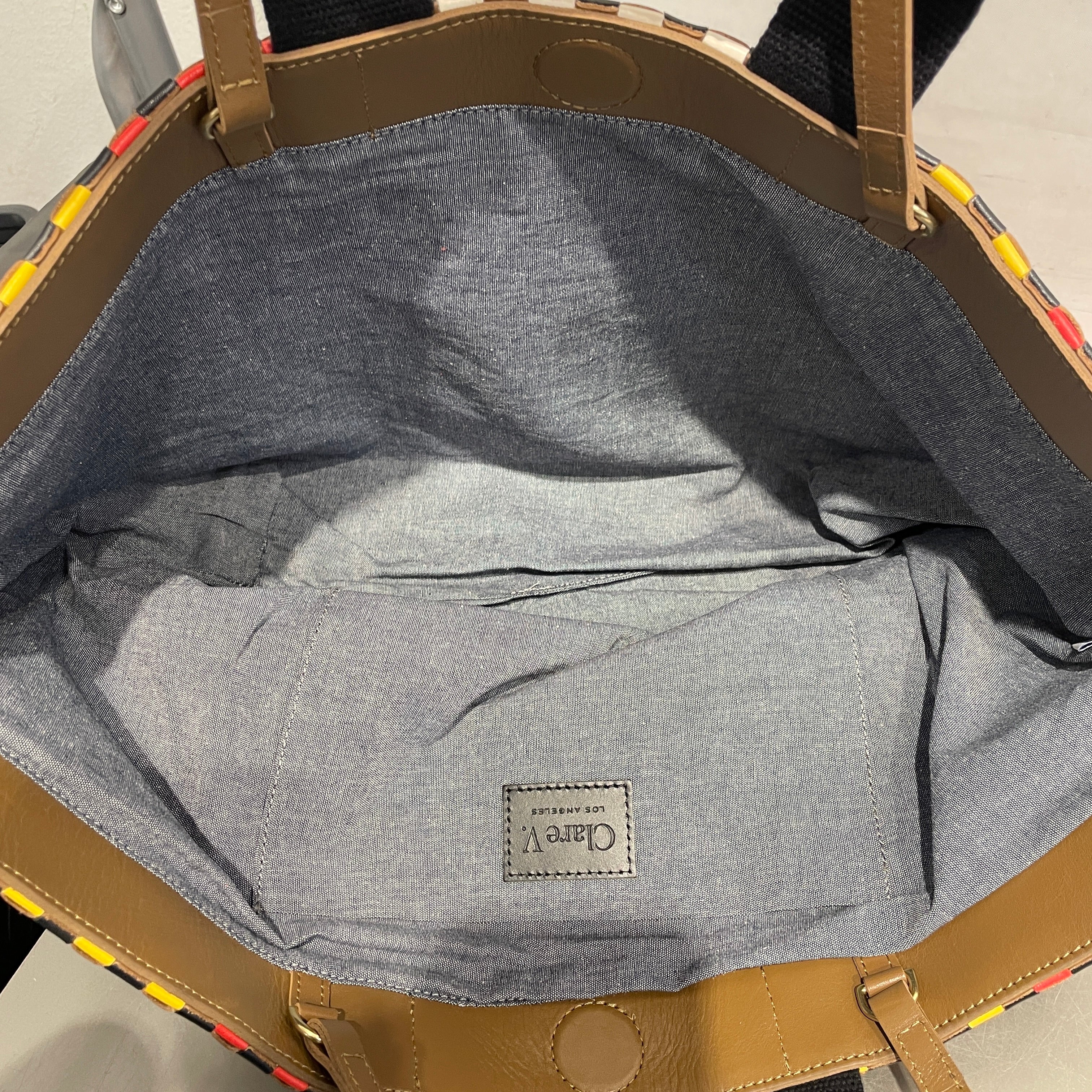 Clare V./Tote Bag/Plaid/Leather/MLT/ view 4