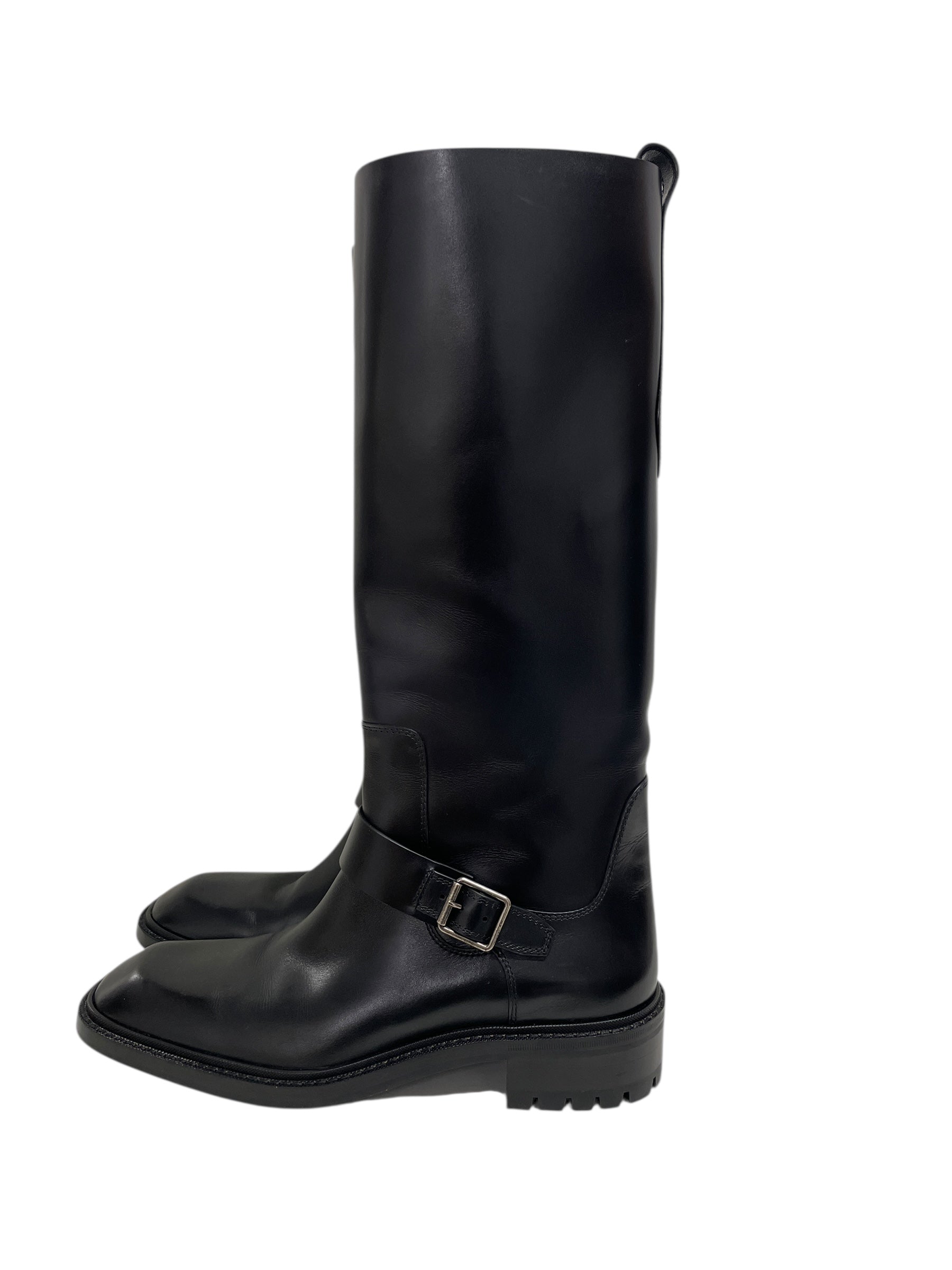 SAINT LAURENT/Long Boots/EU 43/BLK/silver buckle view 2