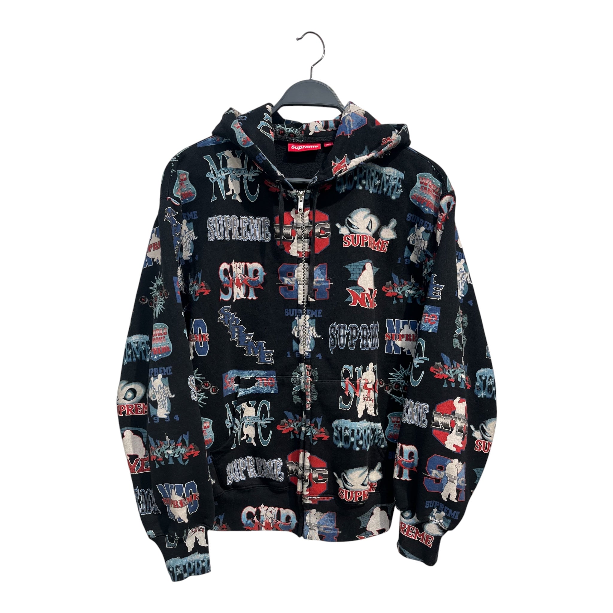 Supreme/Zip Up Hoodie/S/All Over Print/Cotton/BLK/FLASH ART ZIP UP HOODIE view 1