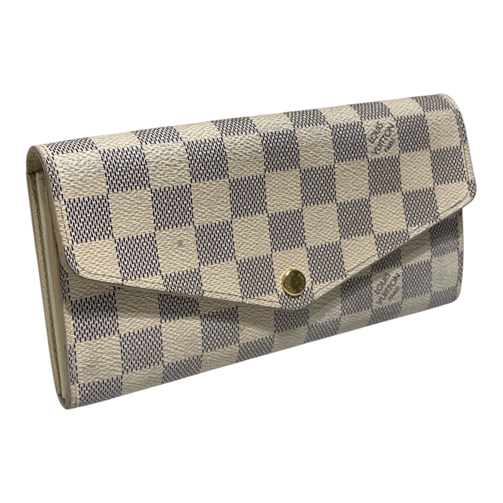 LOUIS VUITTON/Trifold Wallet/All Over Print/Leather/WHT/sarah wallet damier azur view 1