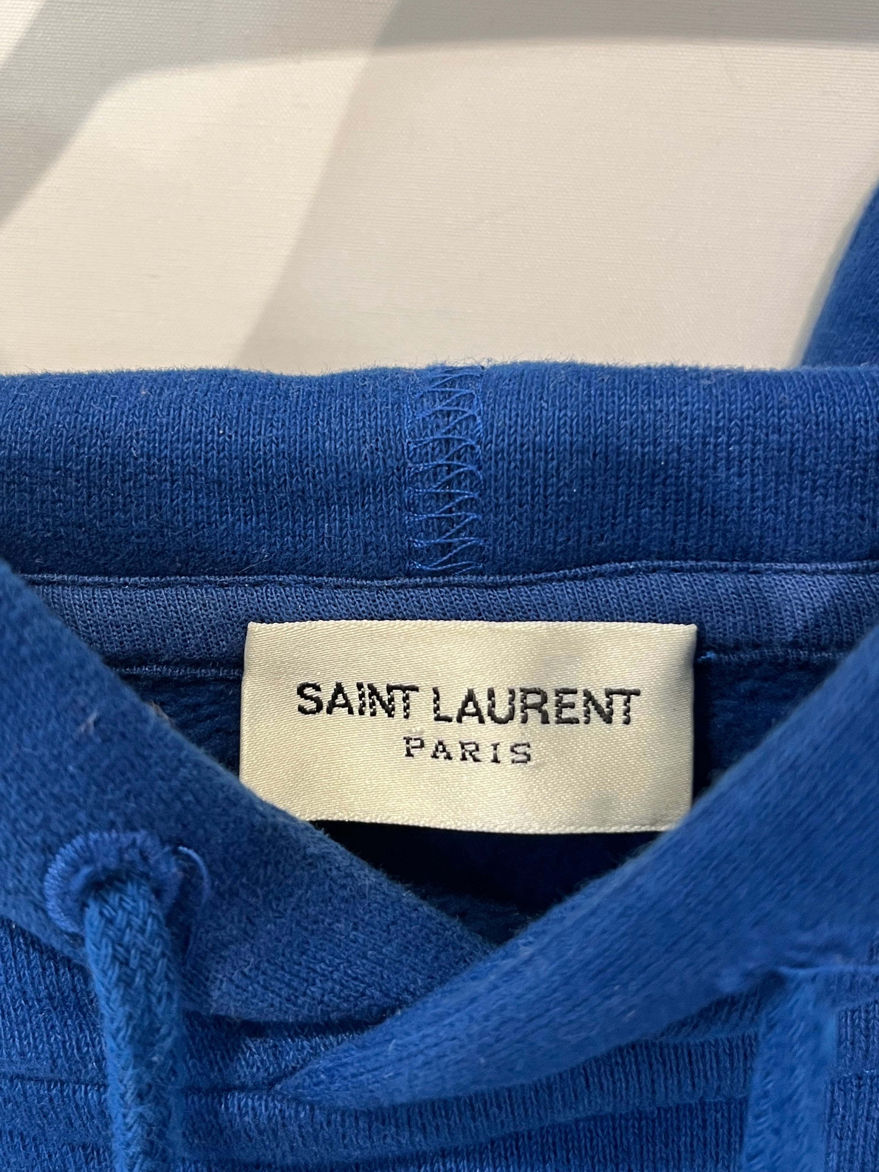 SAINT LAURENT/Hoodie/L/Cotton/BLU/Pullover/732313 embroidered hoodie view 4