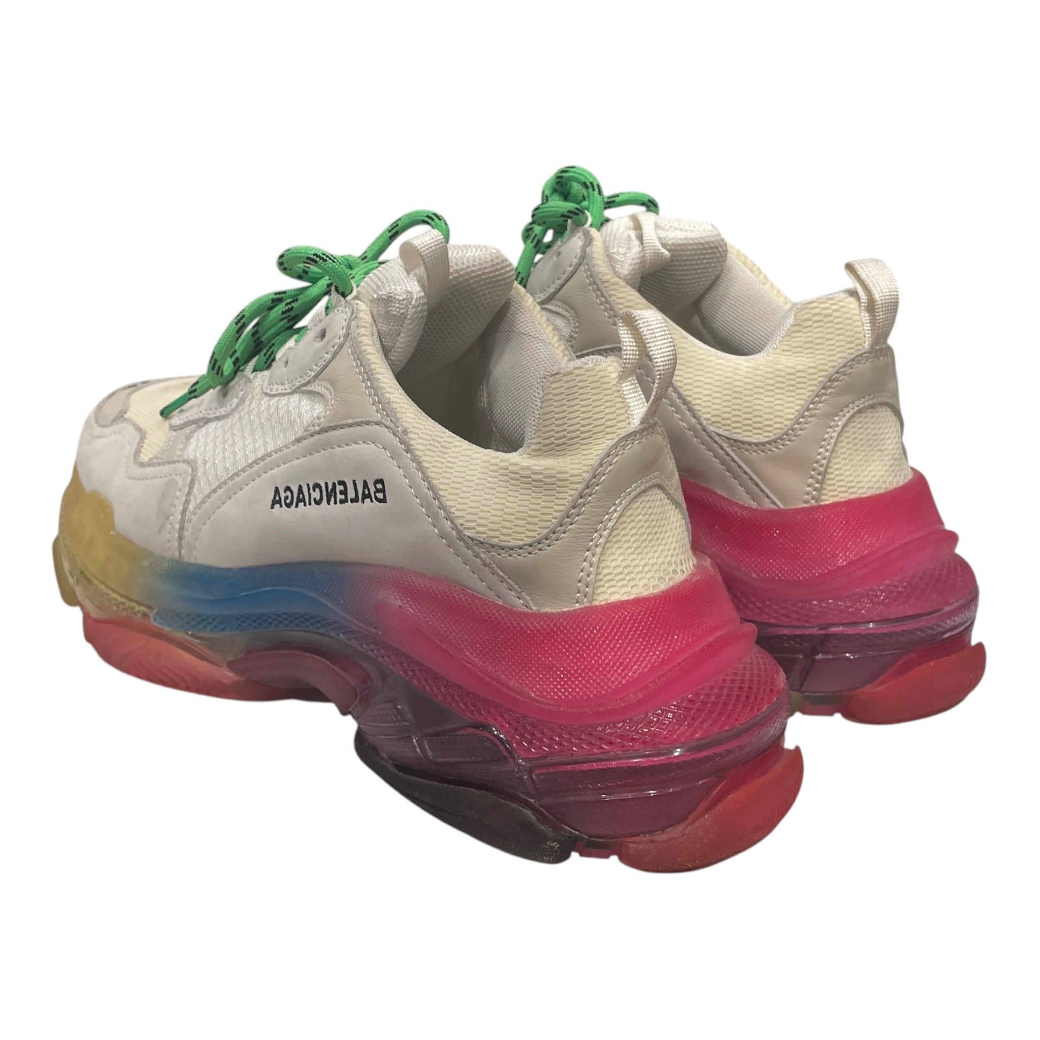 BALENCIAGA/Low-Sneakers/EU 43/Nylon/WHT/RAINBOW SOLE view 2
