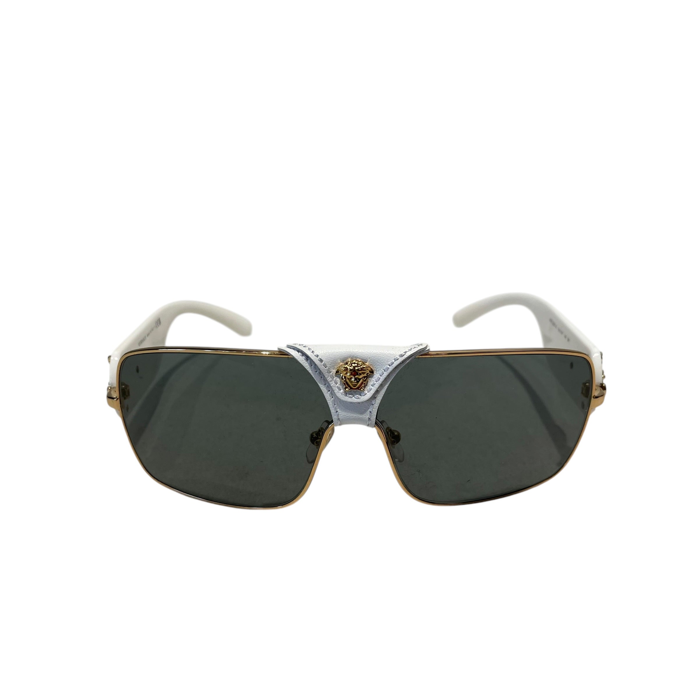 VERSACE/Sunglasses/Plastic/WHT/M's/GOLD LEATHER view 1