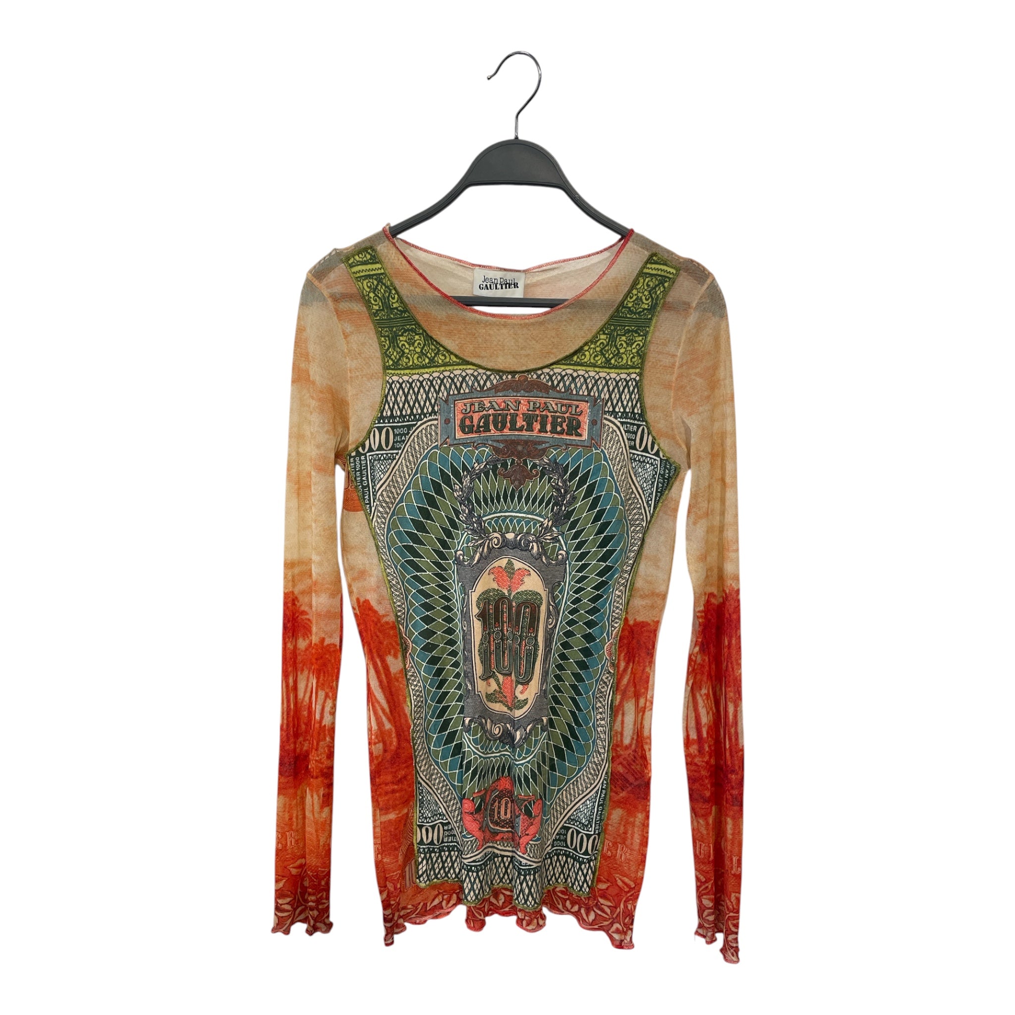Jean Paul Gaultier/LS Shirt/M/Graphic/MLT/MESH/BANKNOTE view 1