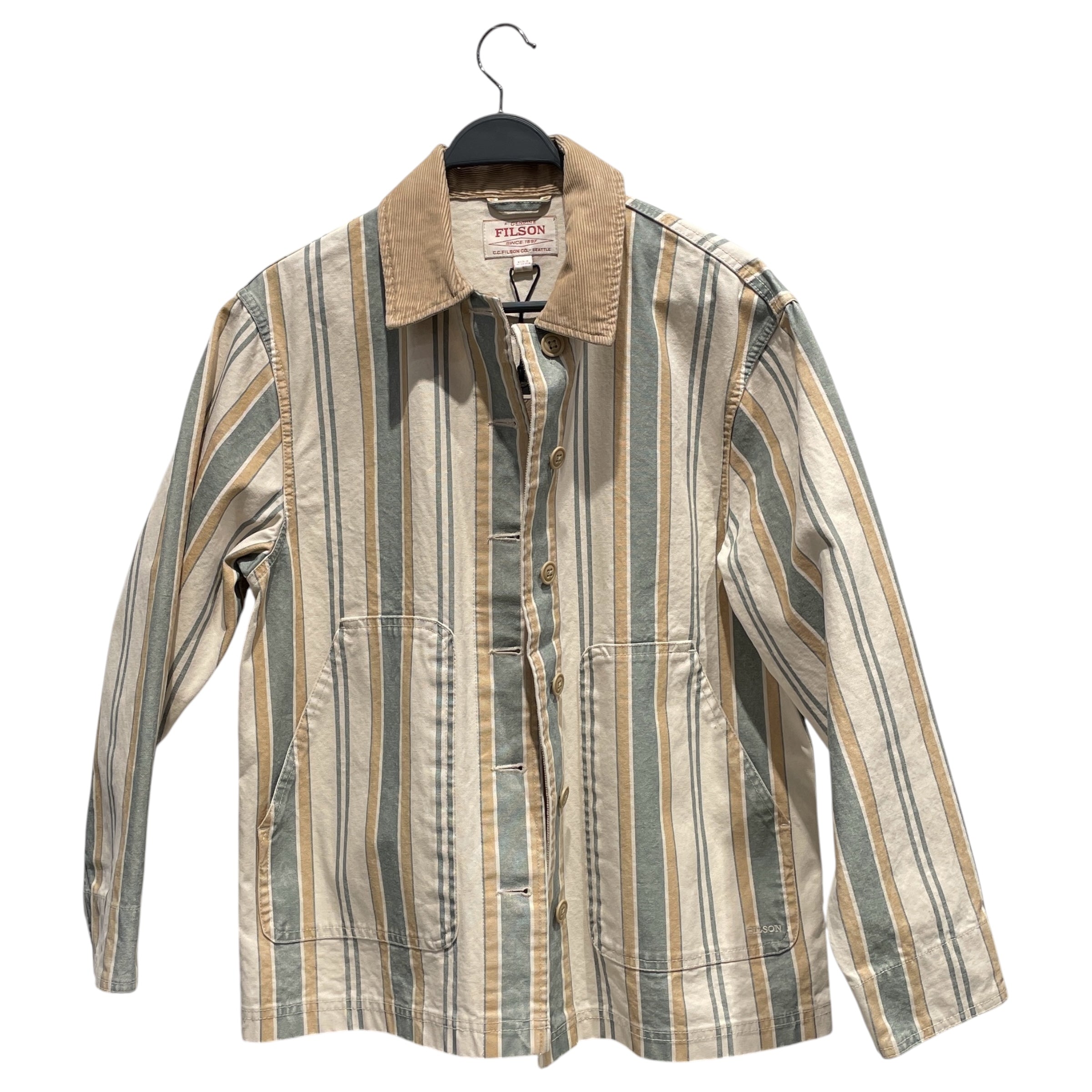 FILSON/Jacket/S/Cotton/MLT/Stripe/Green/Brown stripe cord collar view 1
