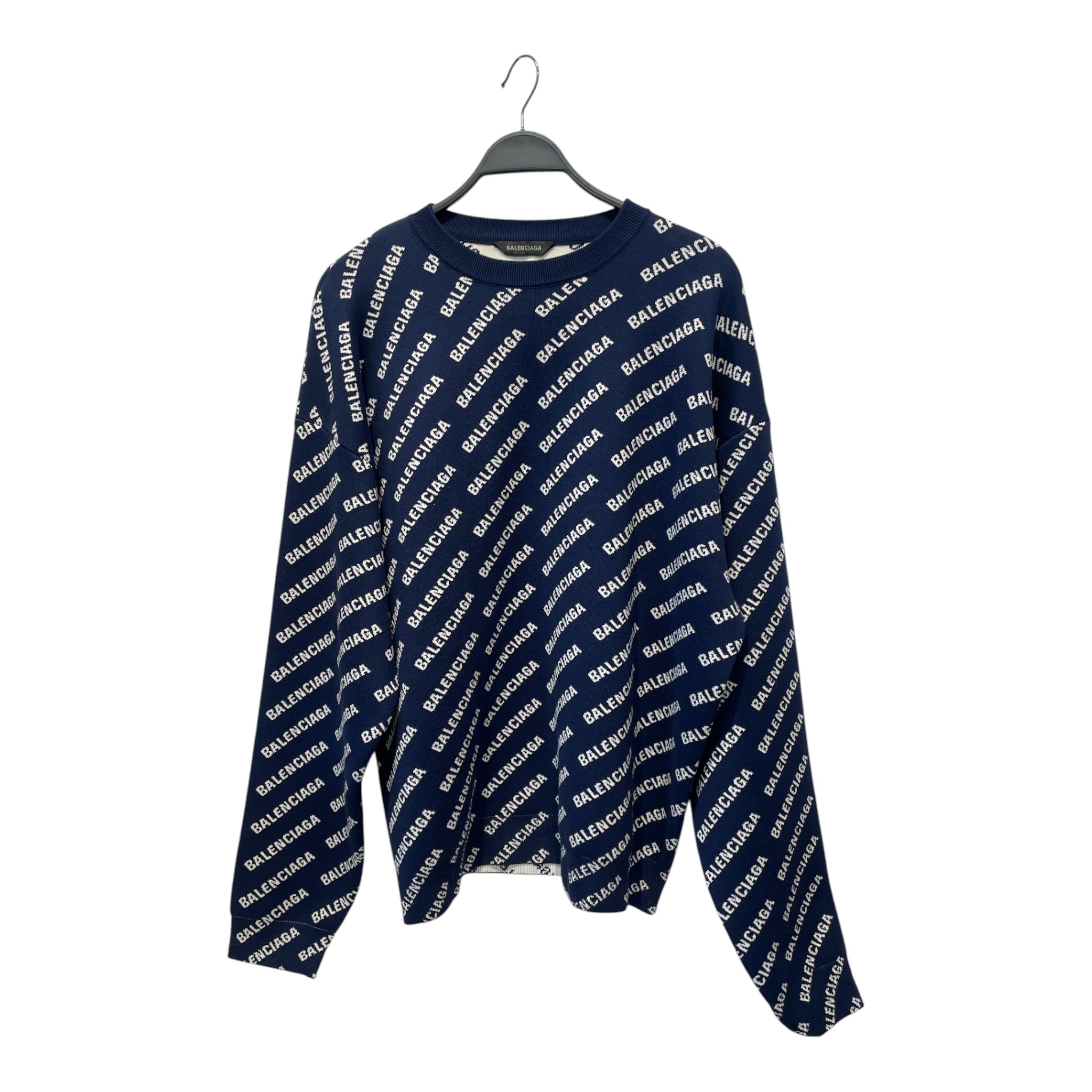 BALENCIAGA/Sweater/L/Cotton/NVY/LOGO ALL OVER view 1