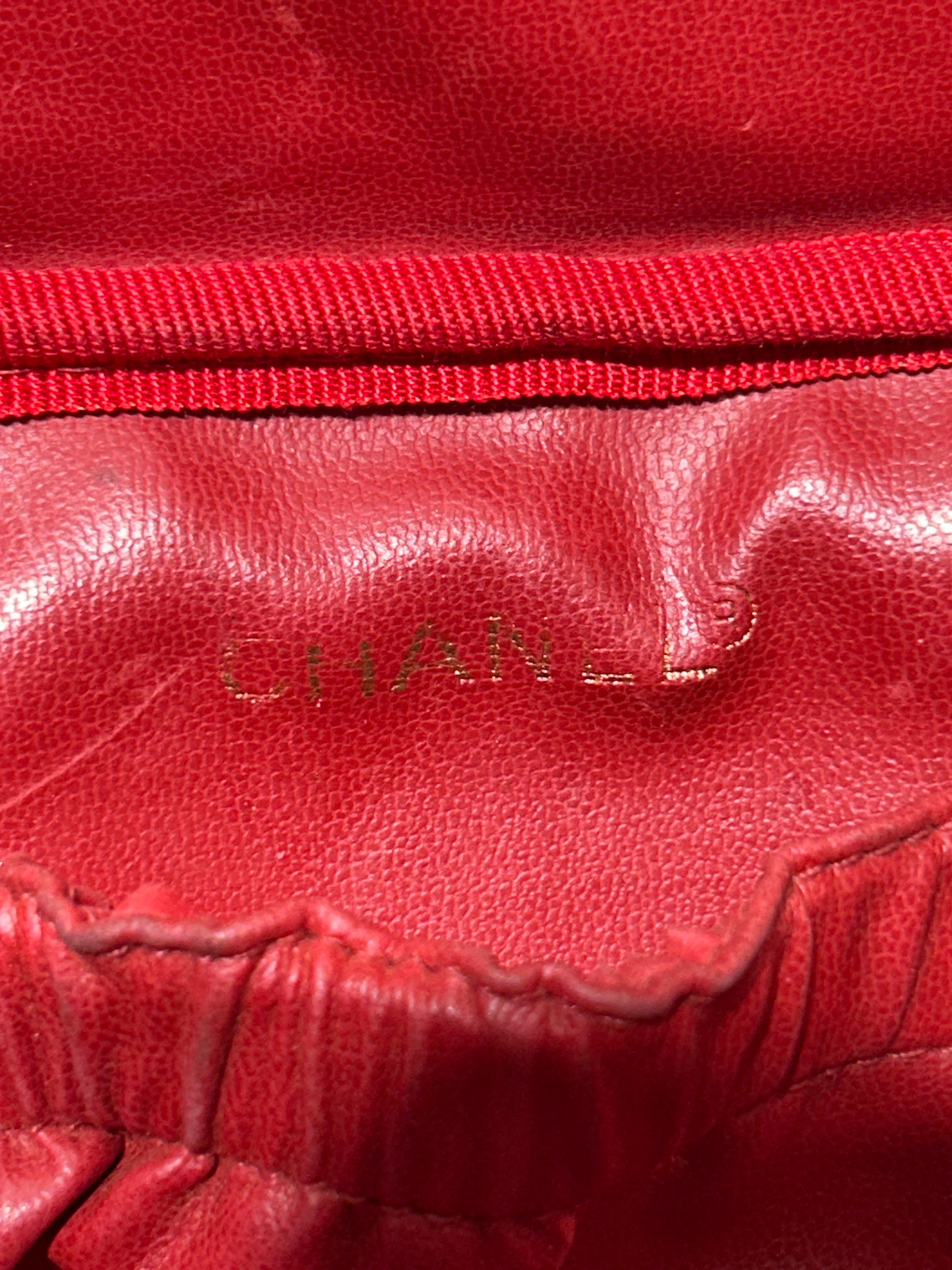 CHANEL/Pouch/Leather/RED/MAKEUP TRAVEL BAG CC FRNT view 5
