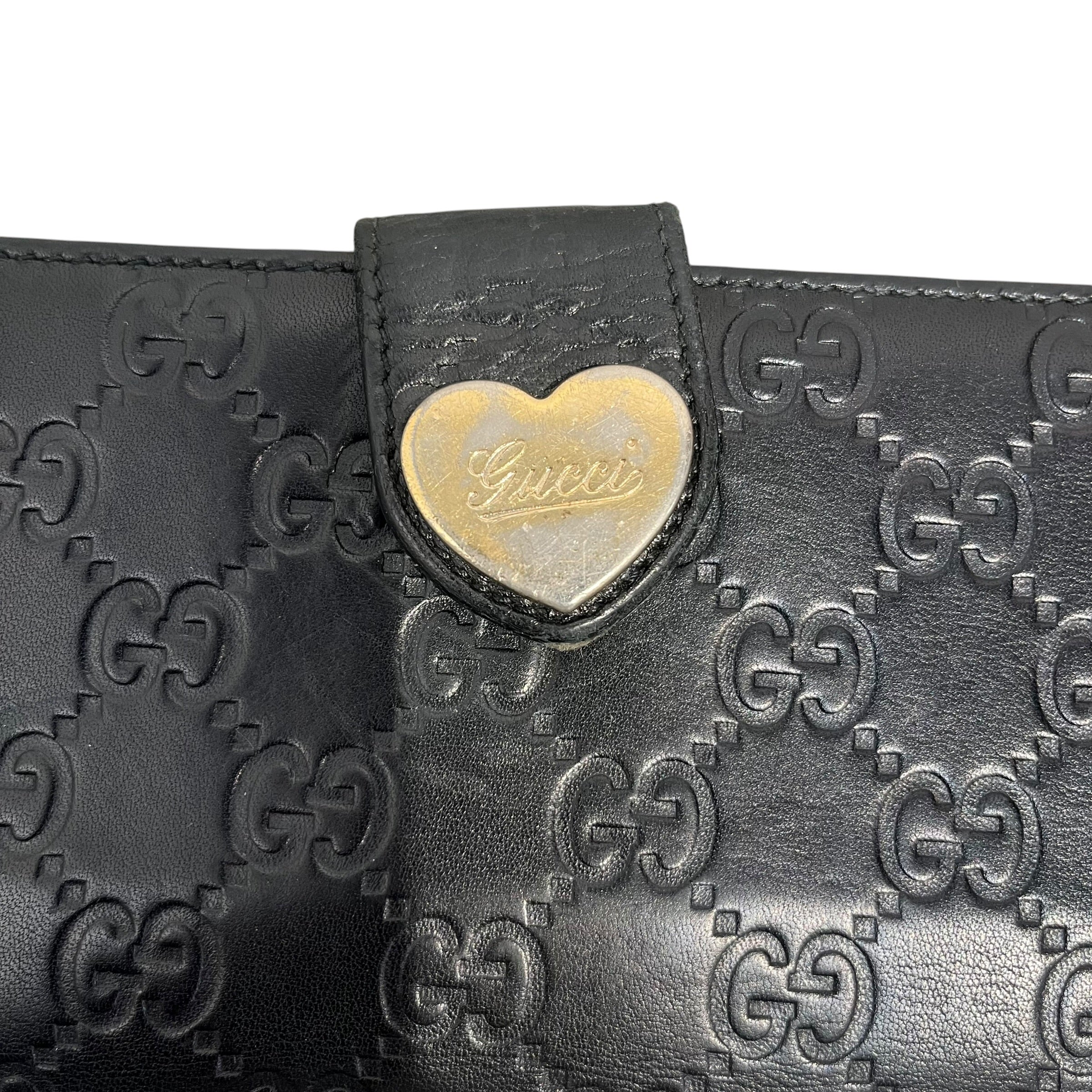 GUCCI/Long Wallet/Monogram/Leather/BLK/L's/heart hardware view 2