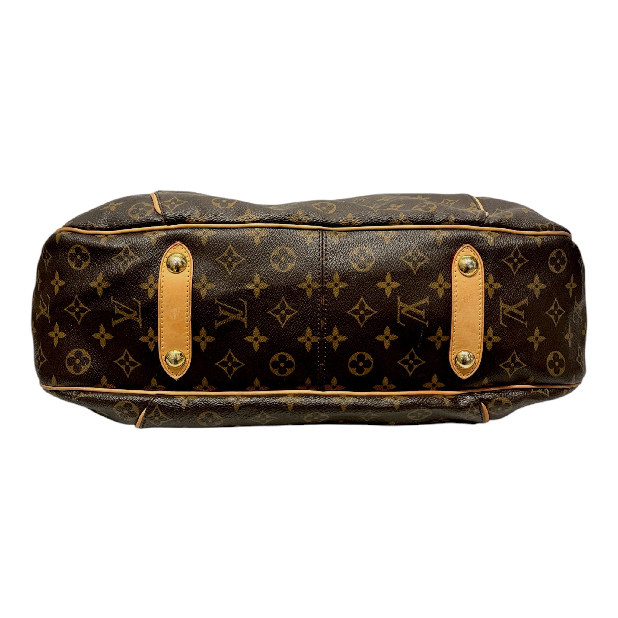 LOUIS VUITTON/Tote Bag/Monogram/BRW/gld plate/tan strap/suede innr view 3