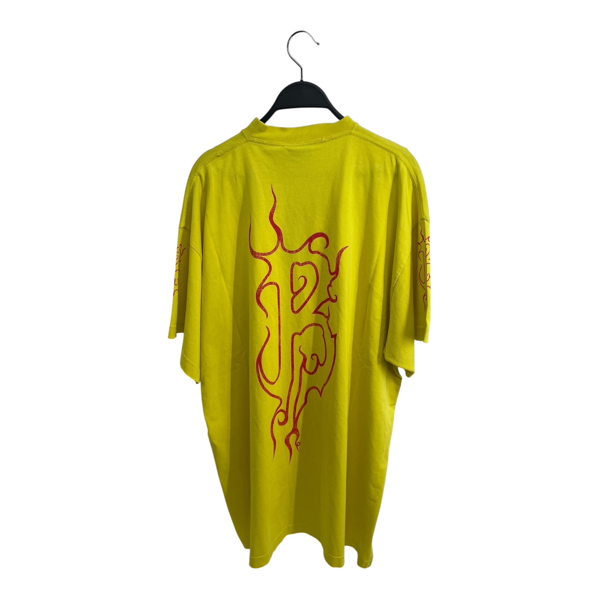 BALENCIAGA/T-Shirt/2/Cotton/YEL/Graphic/RED LETTER LOGO/FLAME view 2