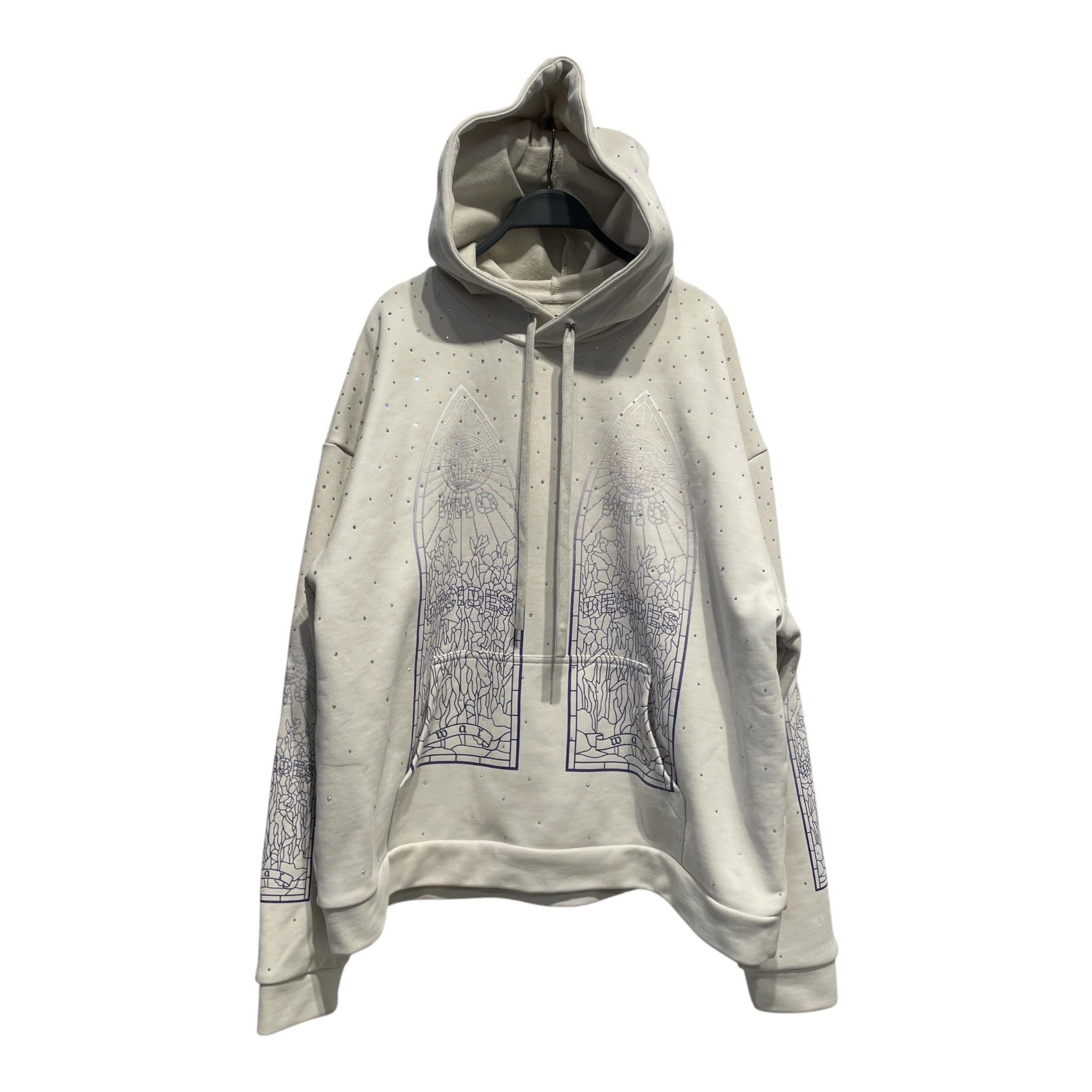 WHO DECIDES WAR/Hoodie/M/Glitter/Cotton/WHT/Oversize/ view 1