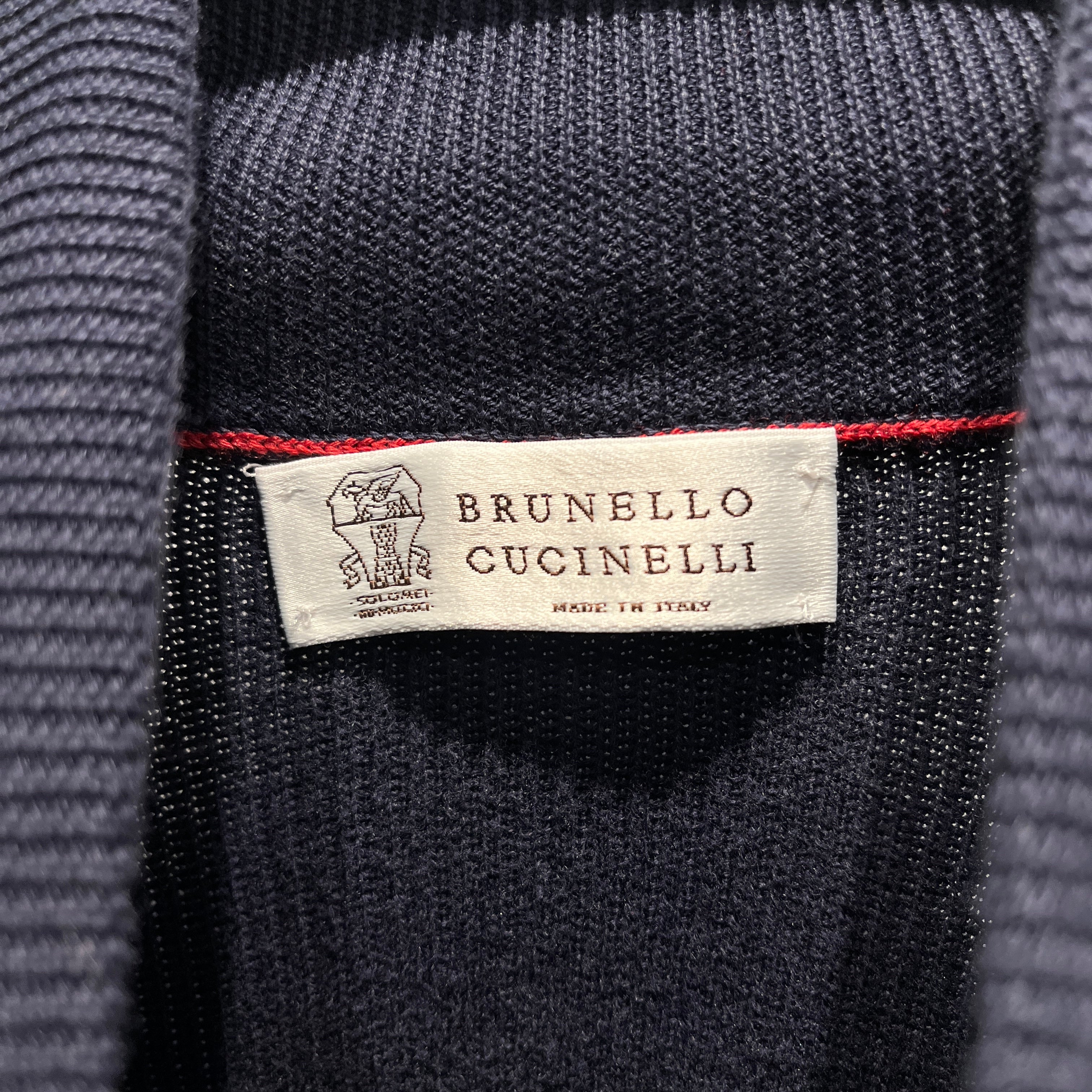 BRUNELLO CUCINELLI/Sweater/XXL/Cotton/NVY/Navy Ribbed Quarter Zip Silver view 3