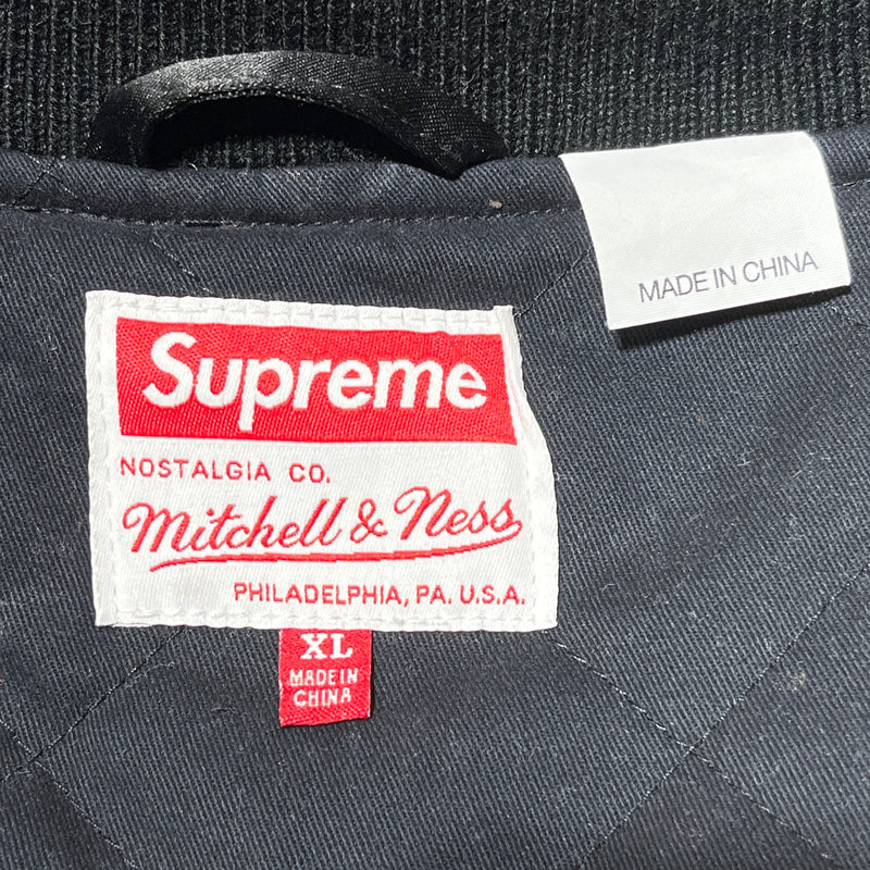 Supreme/mitchell&ness/Baseball Jkt/XL/Nylon/BLK/Graphic/SEQUIN LOGO