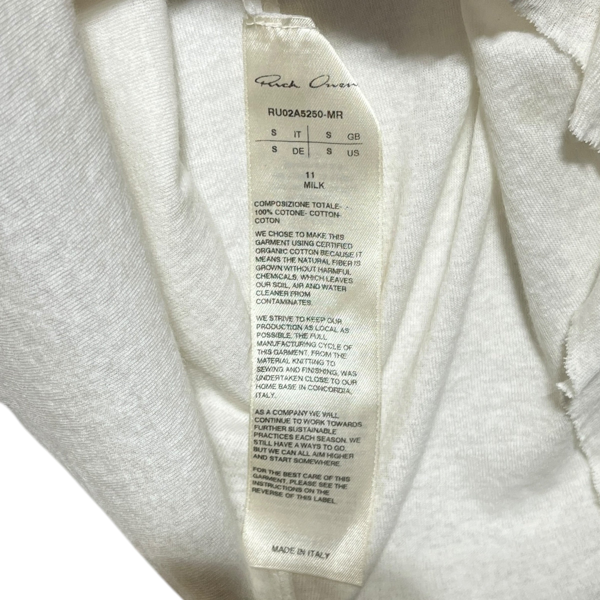 Rick Owens/LS T-Shirt/11/Cotton/CRM/fw 21 milk view 4
