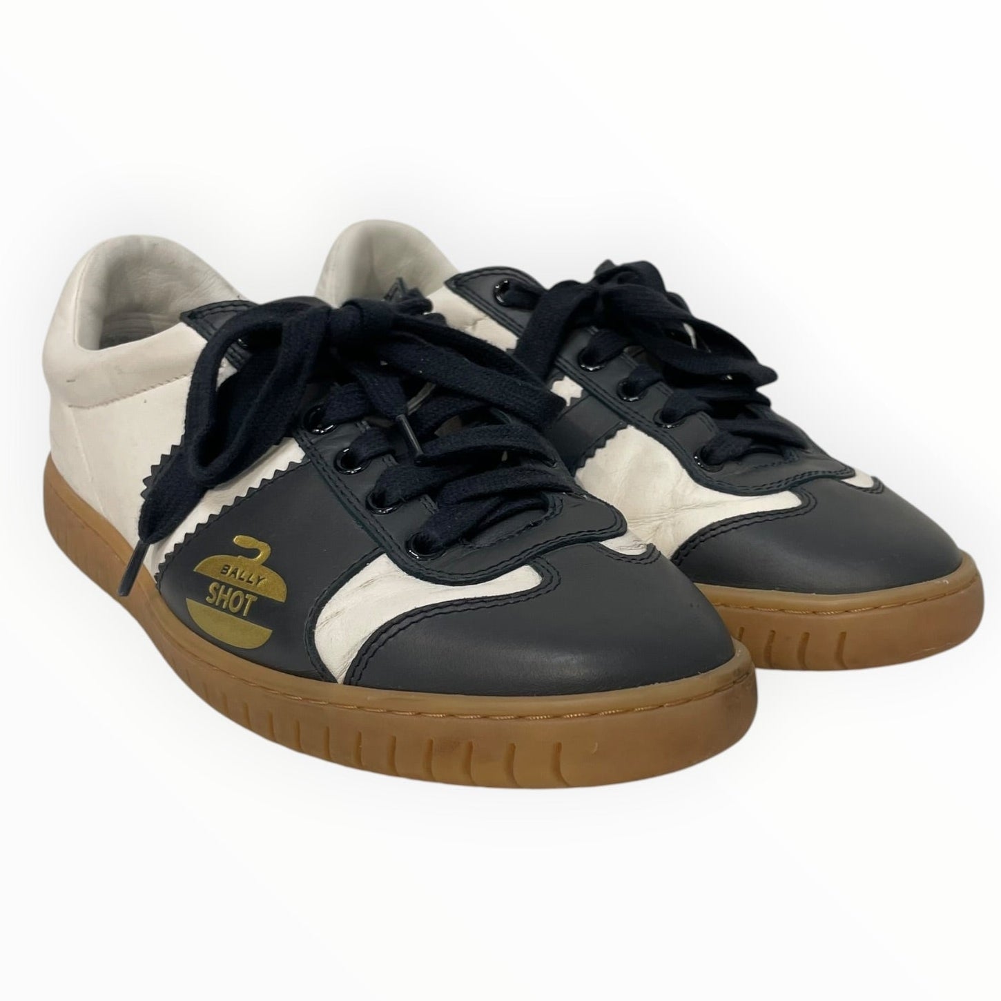 BALLY/Low-Sneakers/US 8.5/Border/Leather/WHT/Player Curling-Motif view 1