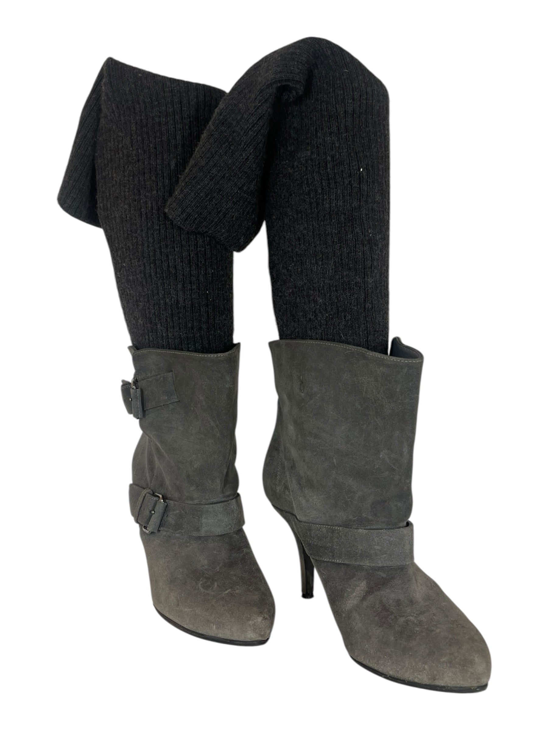 GIVENCHY/Boots/EU 40/Suede/GRY/KNIT/SUEDE HYBRID BOOT view 1