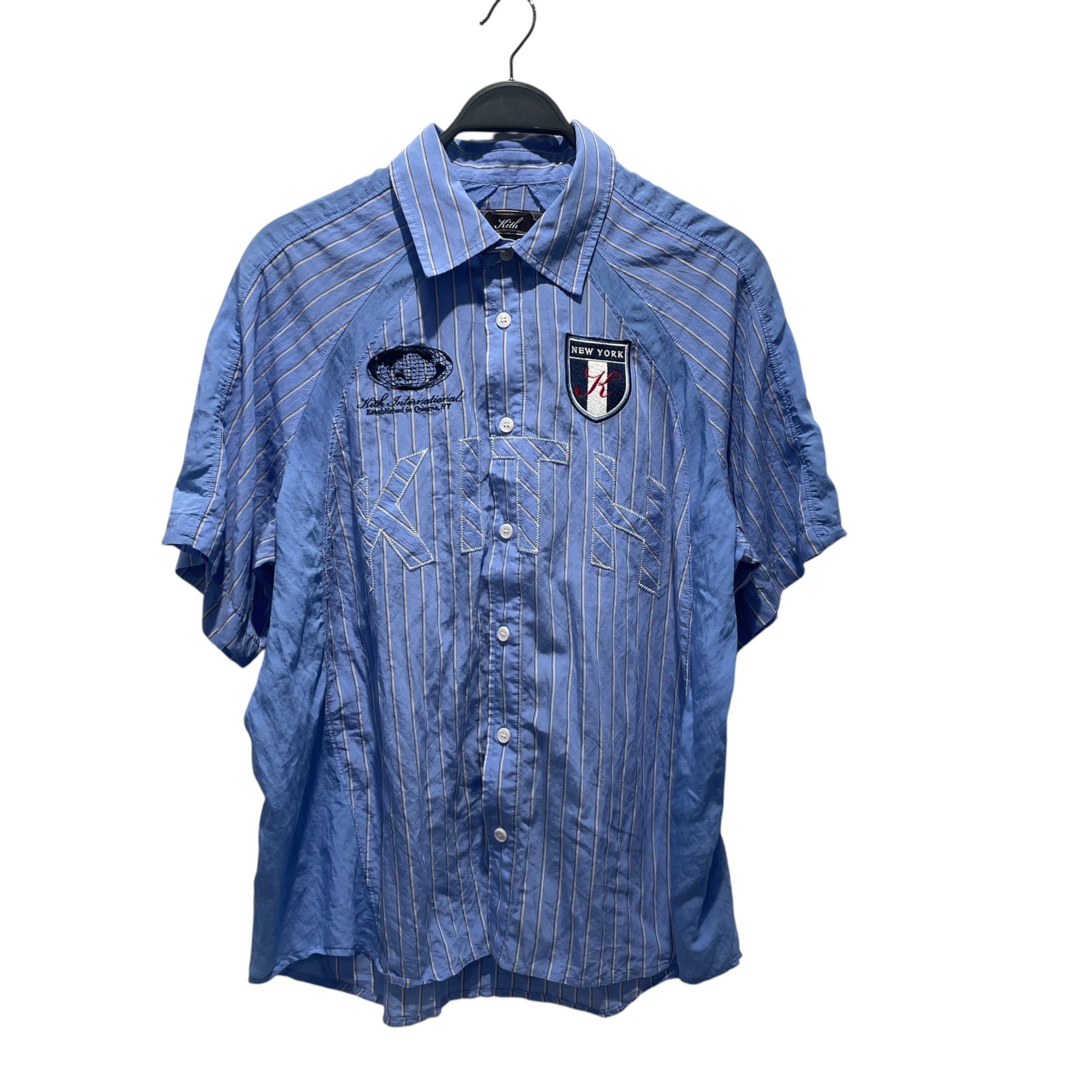 KITH/SS Shirt/M/Cotton/BLU/Stripe/striped poplin shelton bliss view 1