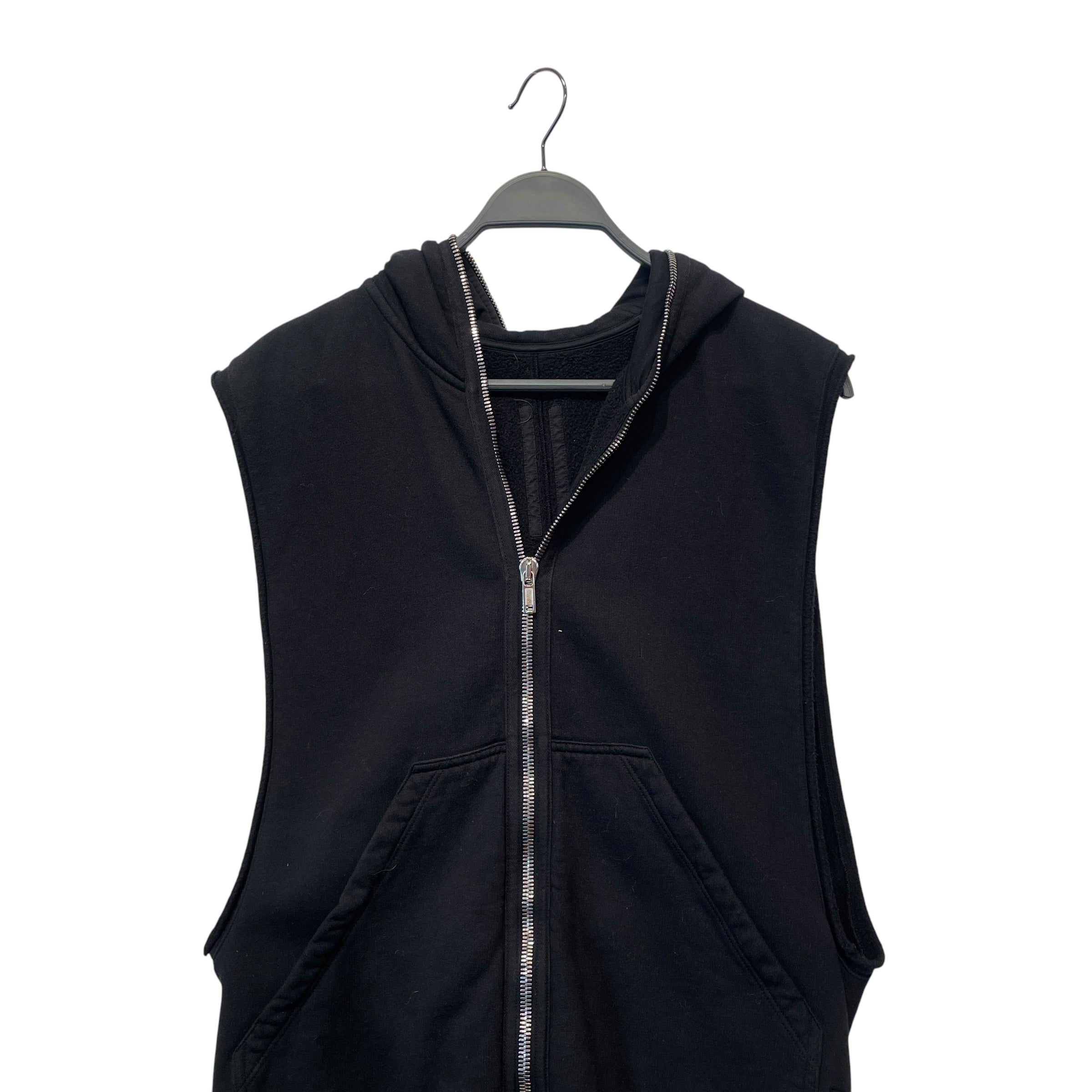 RICK OWENS DRKSHDW/Zip Up Hoodie/XS/Cotton/BLK/SLEEVELESS view 2