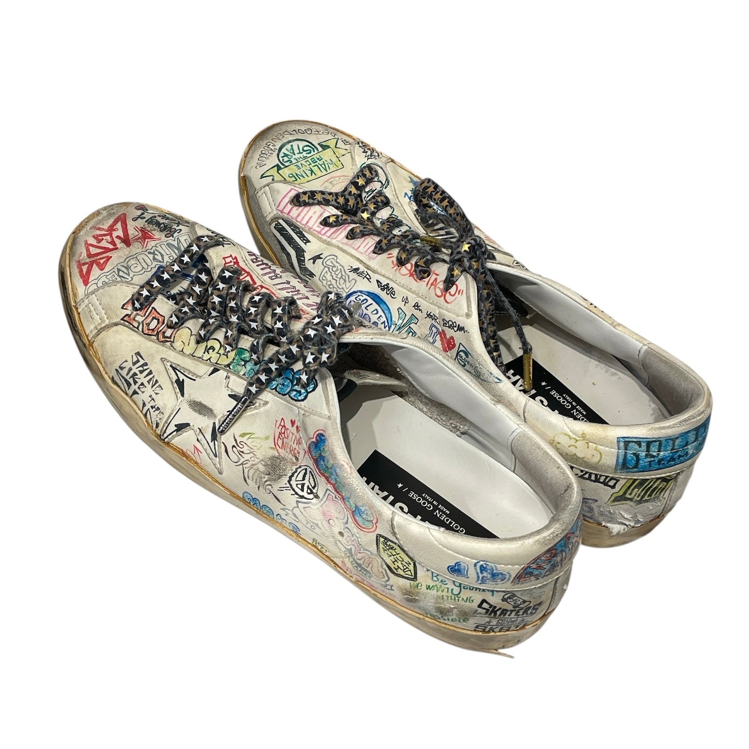 GOLDEN GOOSE/Low-Sneakers/EU 47/All Over Print/Leather/WHT/SUPERSTAR GRAFFITI view 2