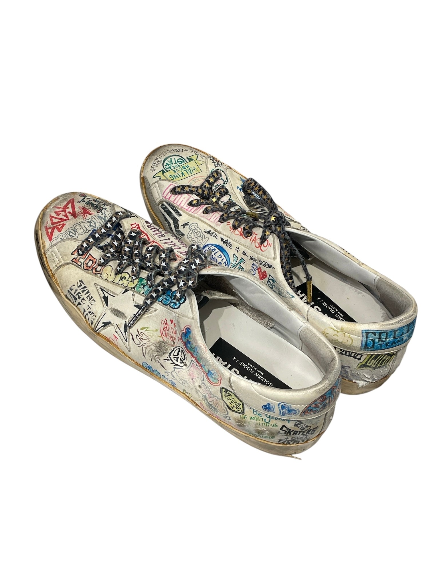GOLDEN GOOSE/Low-Sneakers/EU 47/All Over Print/Leather/WHT/SUPERSTAR GRAFFITI view 2