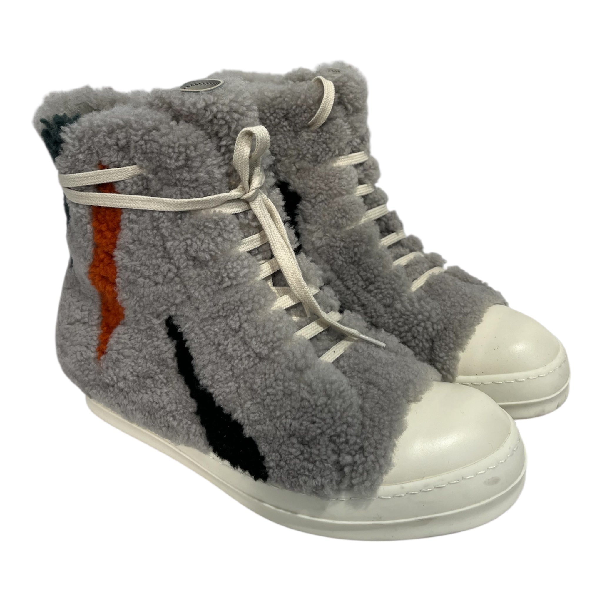 Rick Owens/Hi-Sneakers/EU 40.5/Fake Fur/GRY/39706 ramones blk/grn/org view 1