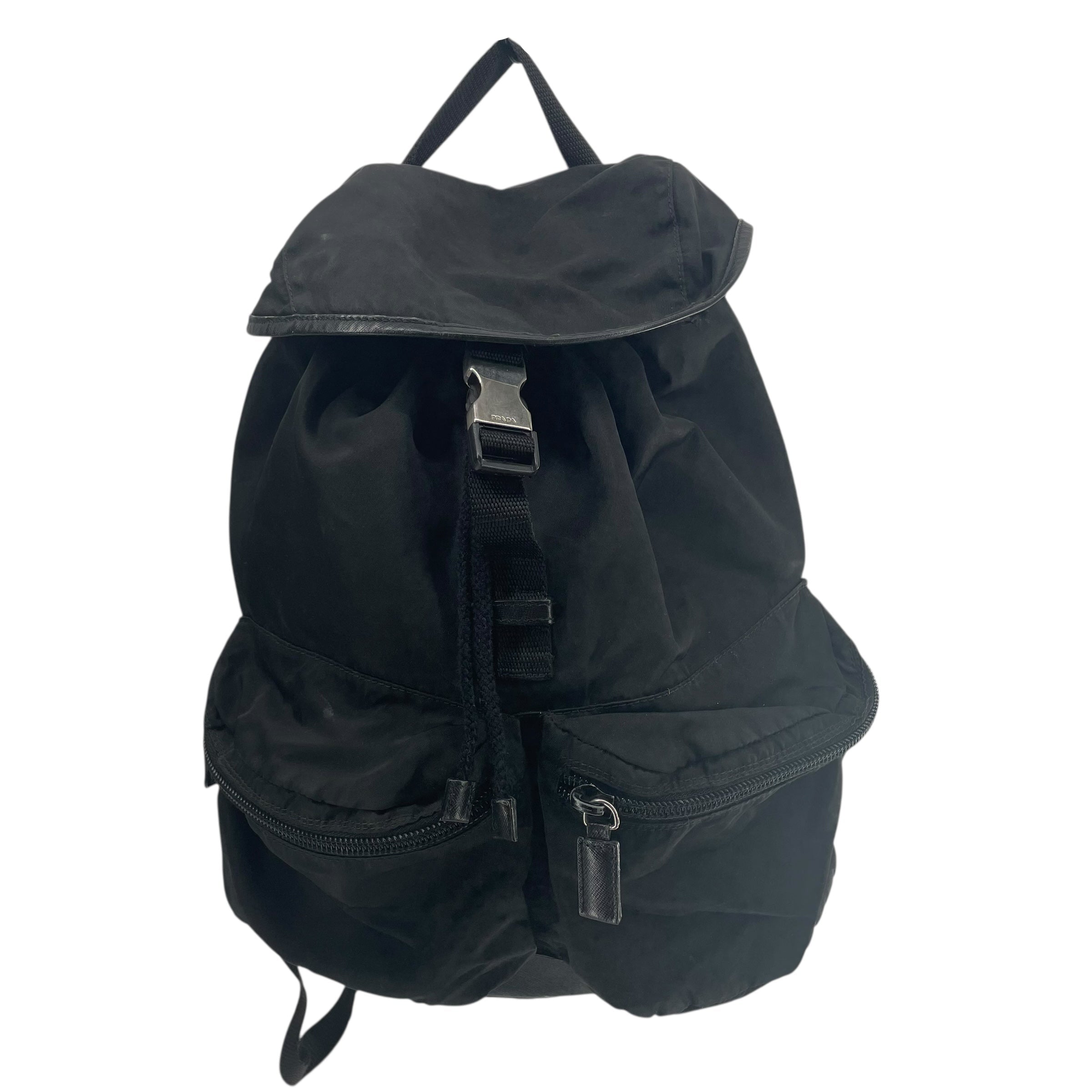PRADA/Backpack/Nylon/BLK/SLV CLIP TOP view 1