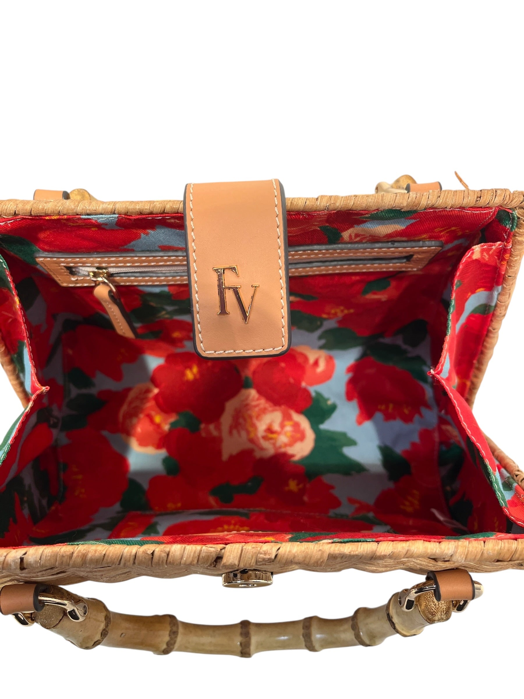 Frances Valentine/Hand Bag/Tweed/CML/Rooster Woven wicker top bag view 6