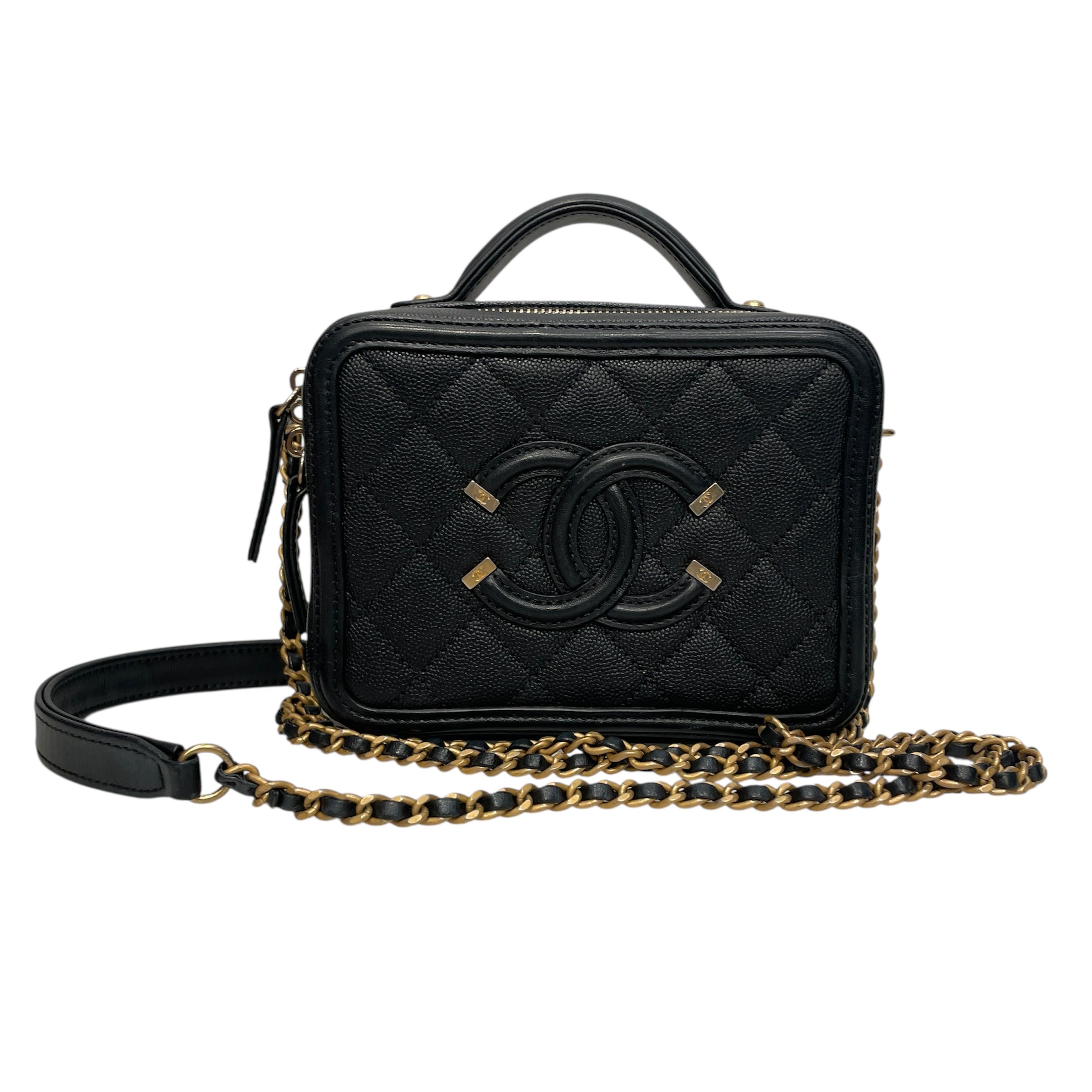 CHANEL/Cross Body Bag/Leather/BLK/25138809 QUILT CAVIAR FILIGREE view 1