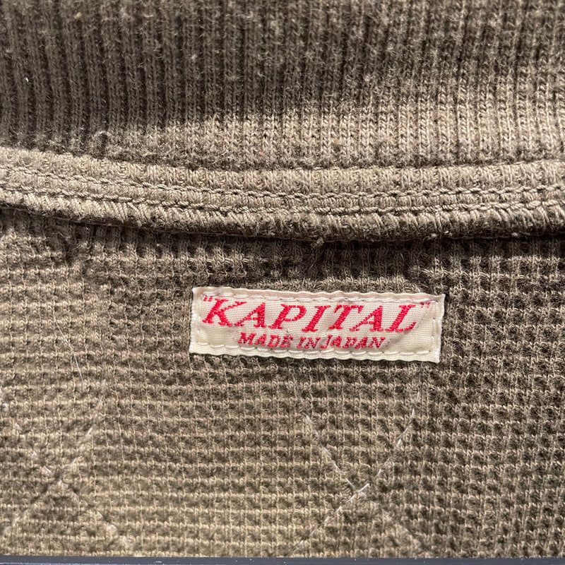 KAPITAL/Heavy Sweater/M/Border/Cotton/GRN/Quilted Waffle