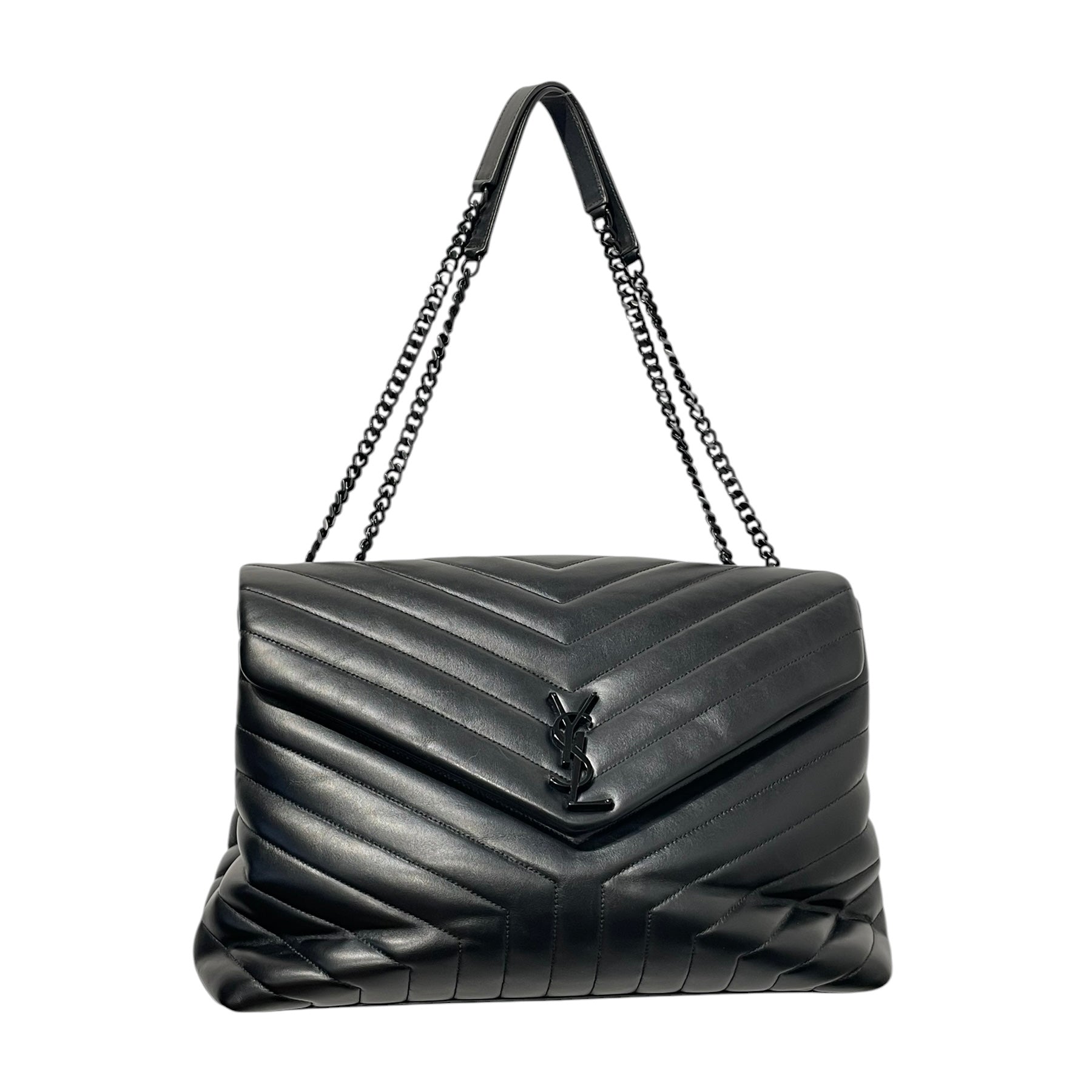 YVES SAINT LAURENT/Cross Body Bag/Leather/BLK/LG Loulou Quilted BLK Hardware view 5