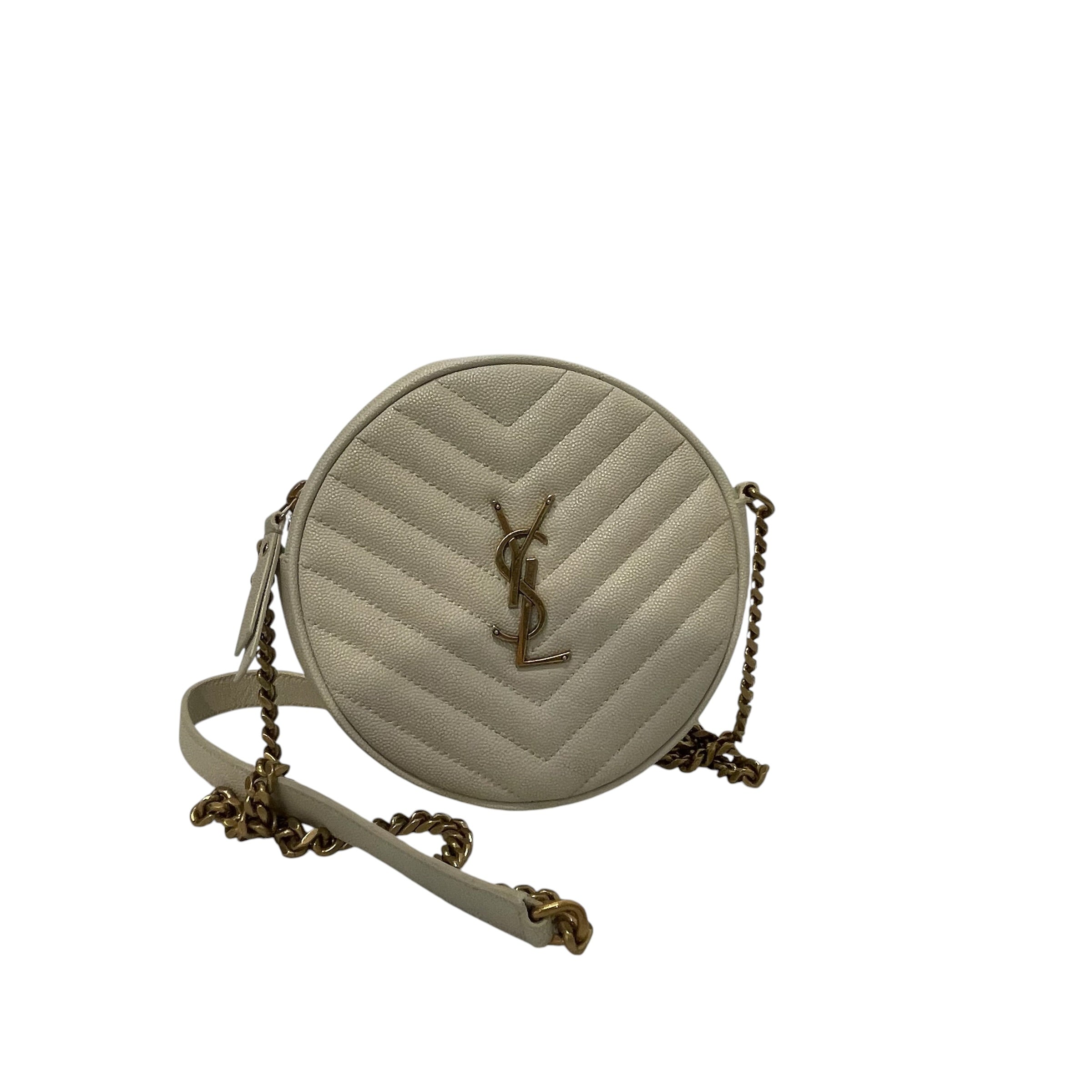 SAINT LAURENT/Cross Body Bag/Leather/CRM/round camera bag view 5
