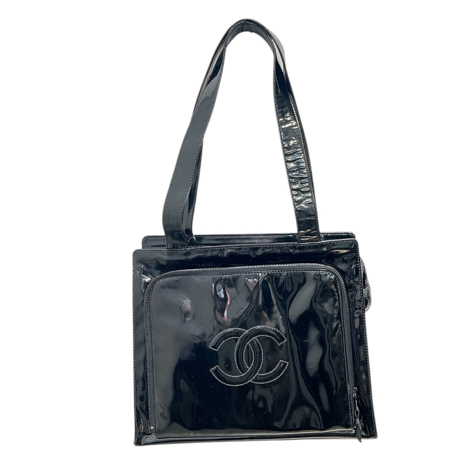 CHANEL/Hand Bag/Leather/BLK/PATENT LEATHER view 1