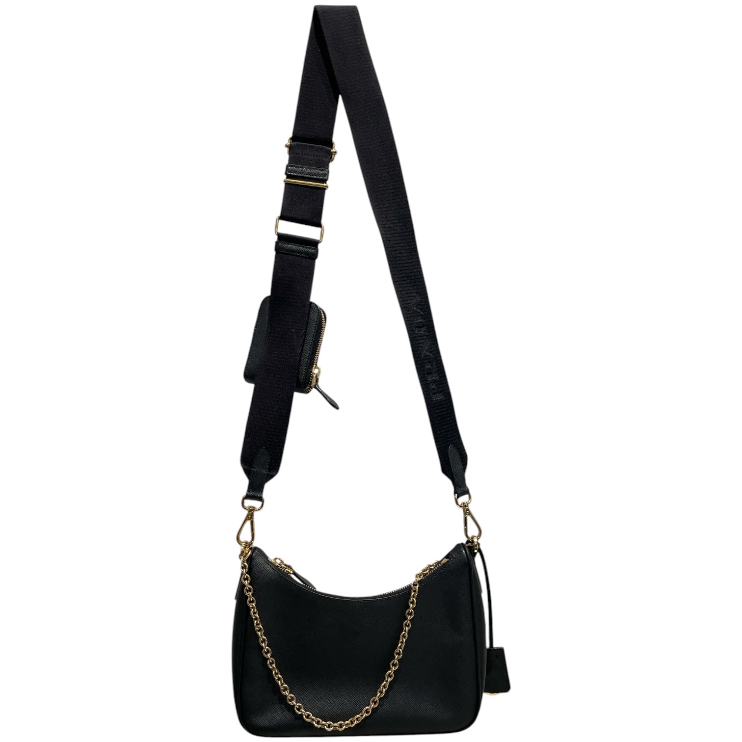 PRADA/Cross Body Bag/Leather/BLK/Re-Edition 2005 Saffiano Bag view 2