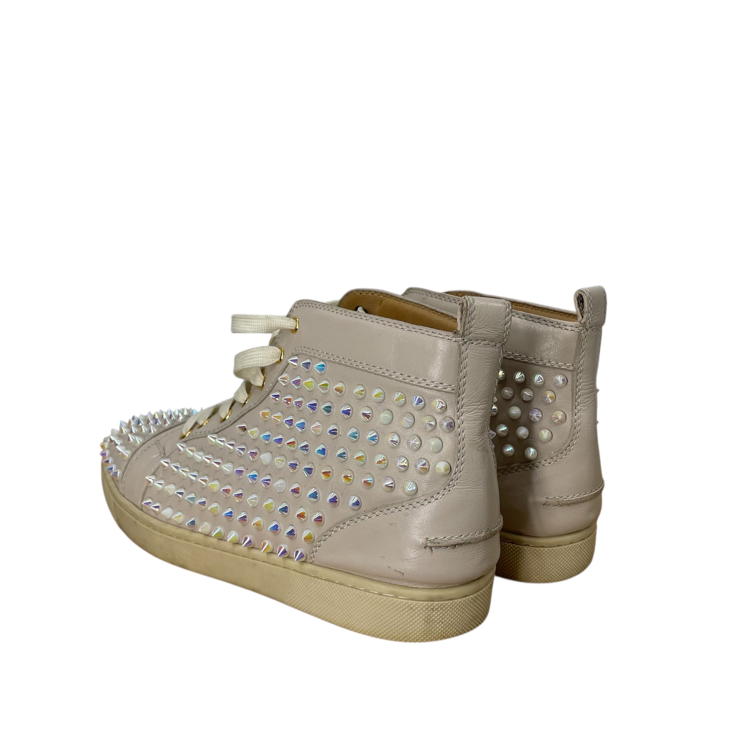 Christian Louboutin/Hi-Sneakers/EU 44/All Over Print/Leather/BEG/opal spikes all over view 4