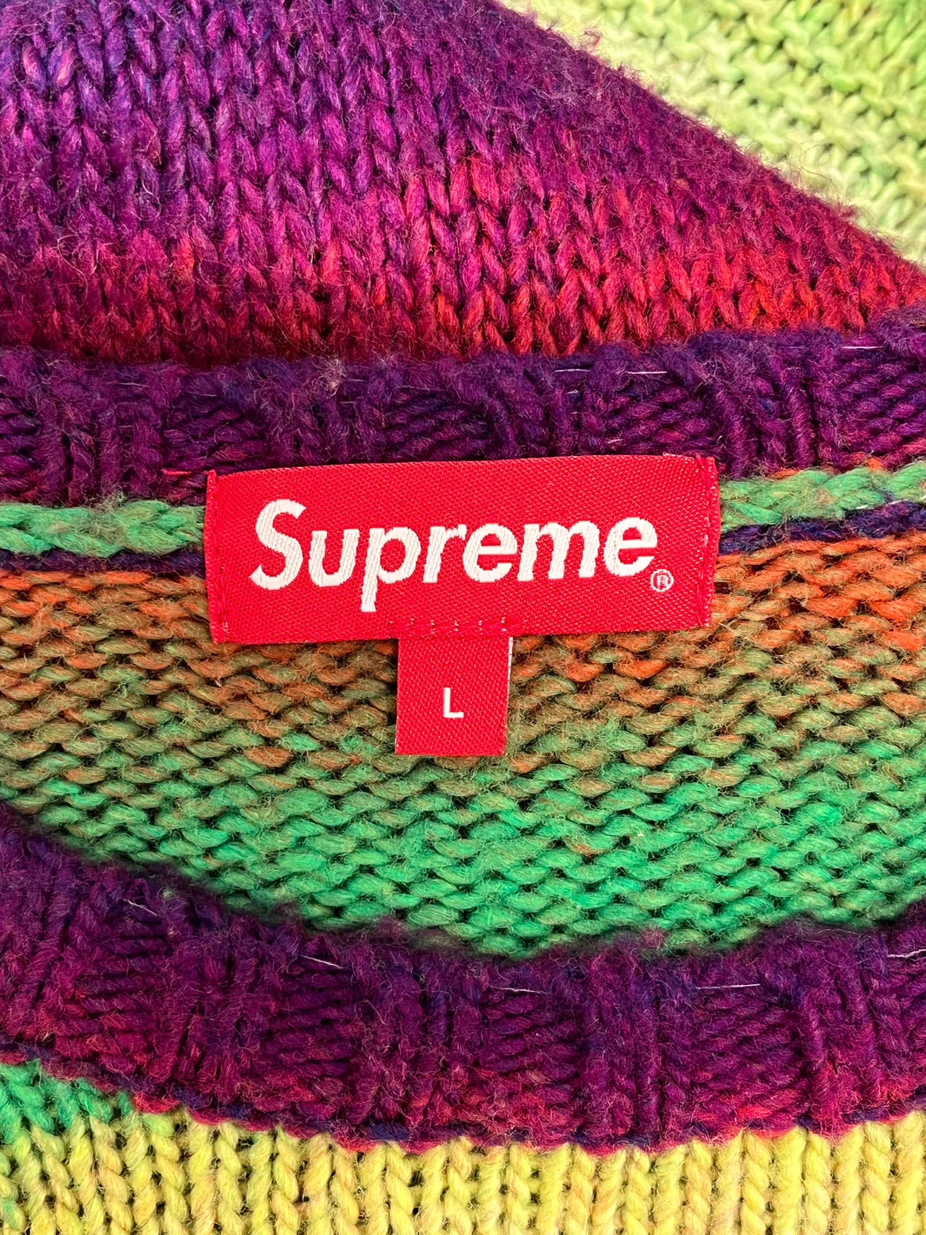 Supreme/Sweater/L/All Over Print/Acrylic/MLT/Rainbow Gradient view 3
