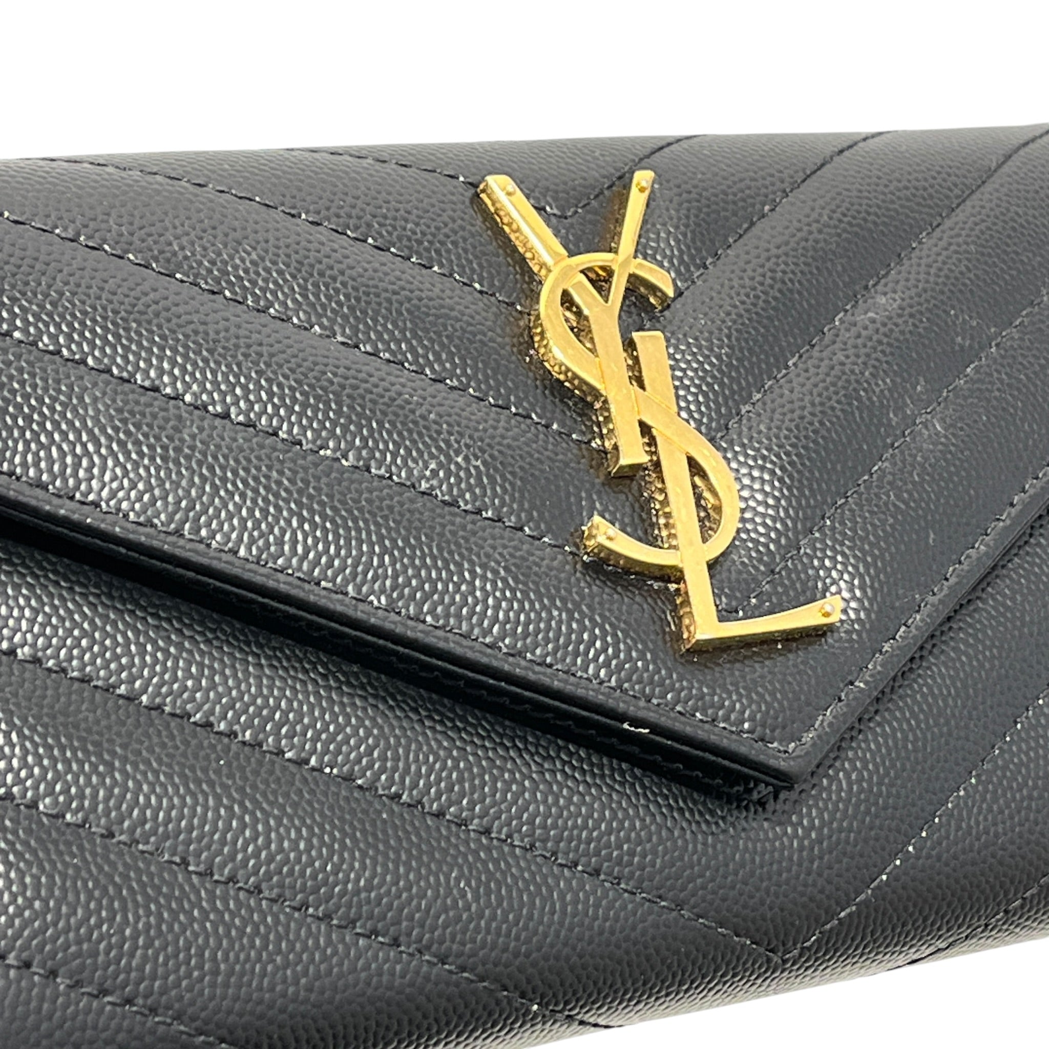 YVES SAINT LAURENT/Long Wallet/Leather/BLK/Cassandre Matlasse Flap Wallet view 7