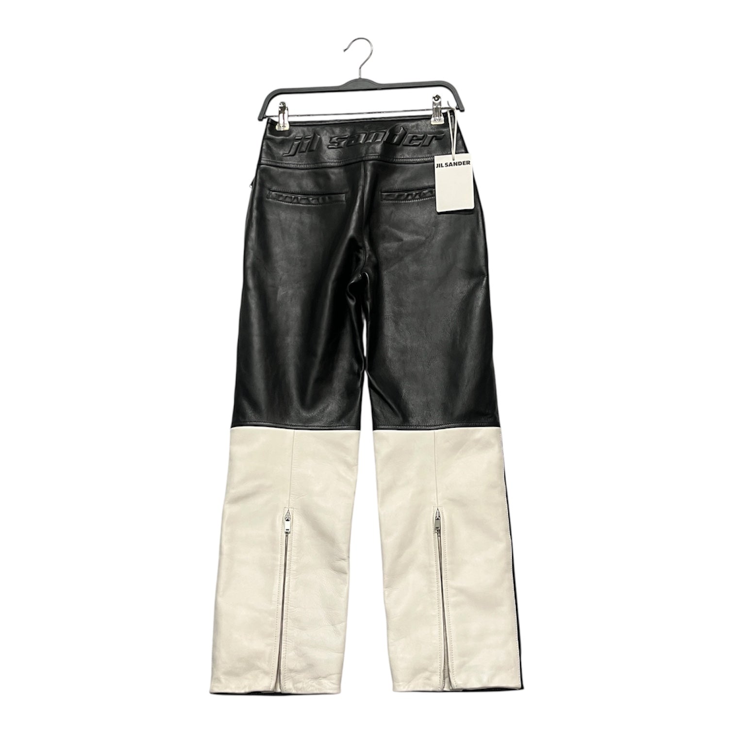 JIL SANDER/Skinny Pants/32/Leather/BLK/WHITE BACK RACING PANTS view 2