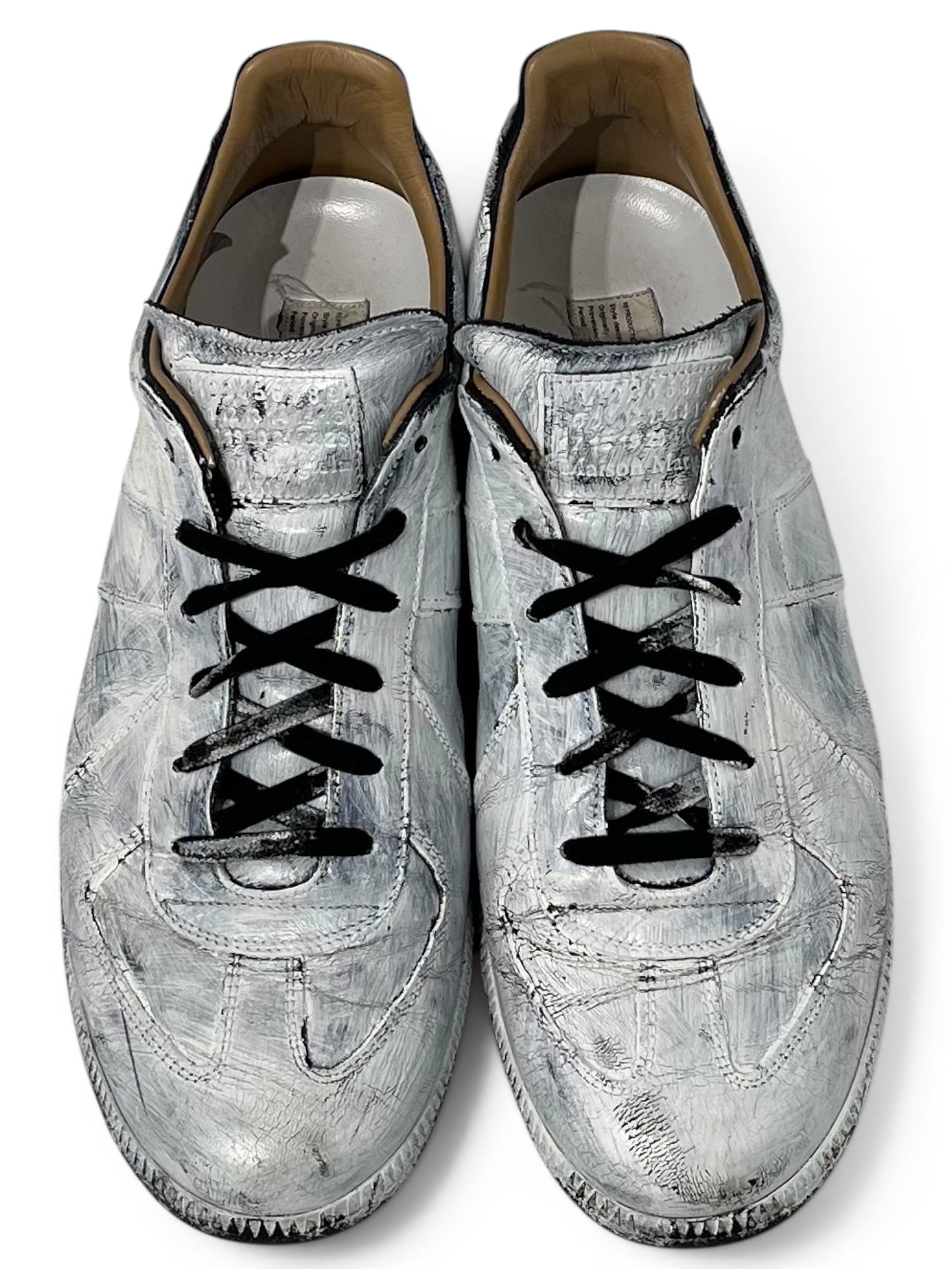 Maison Margiela/Low-Sneakers/EU 45/Leather/WHT/WHT PAINT REPLICAS view 6