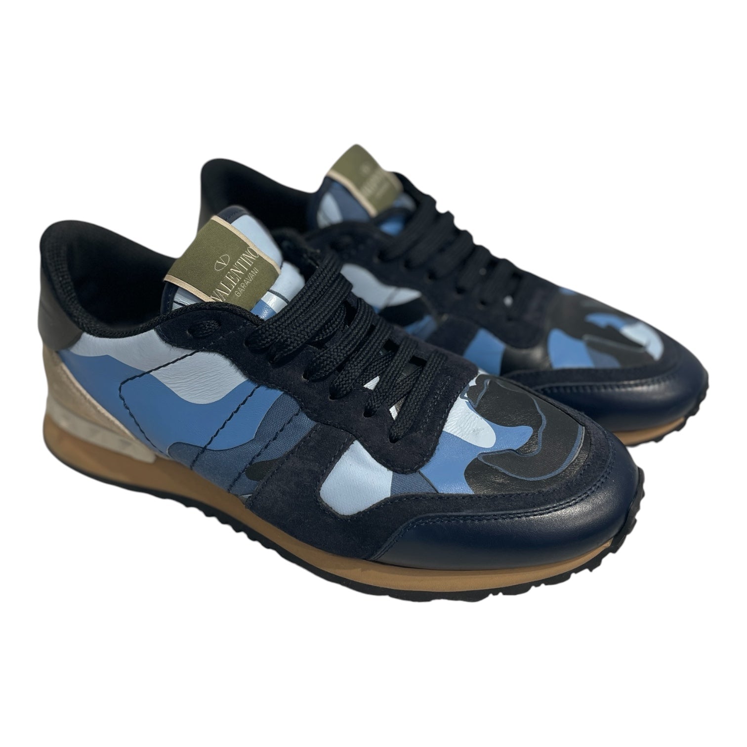 VALENTINO GARAVANI/Low-Sneakers/EU 41.5/Camouflage/Suede/BLU/heel studds white view 1