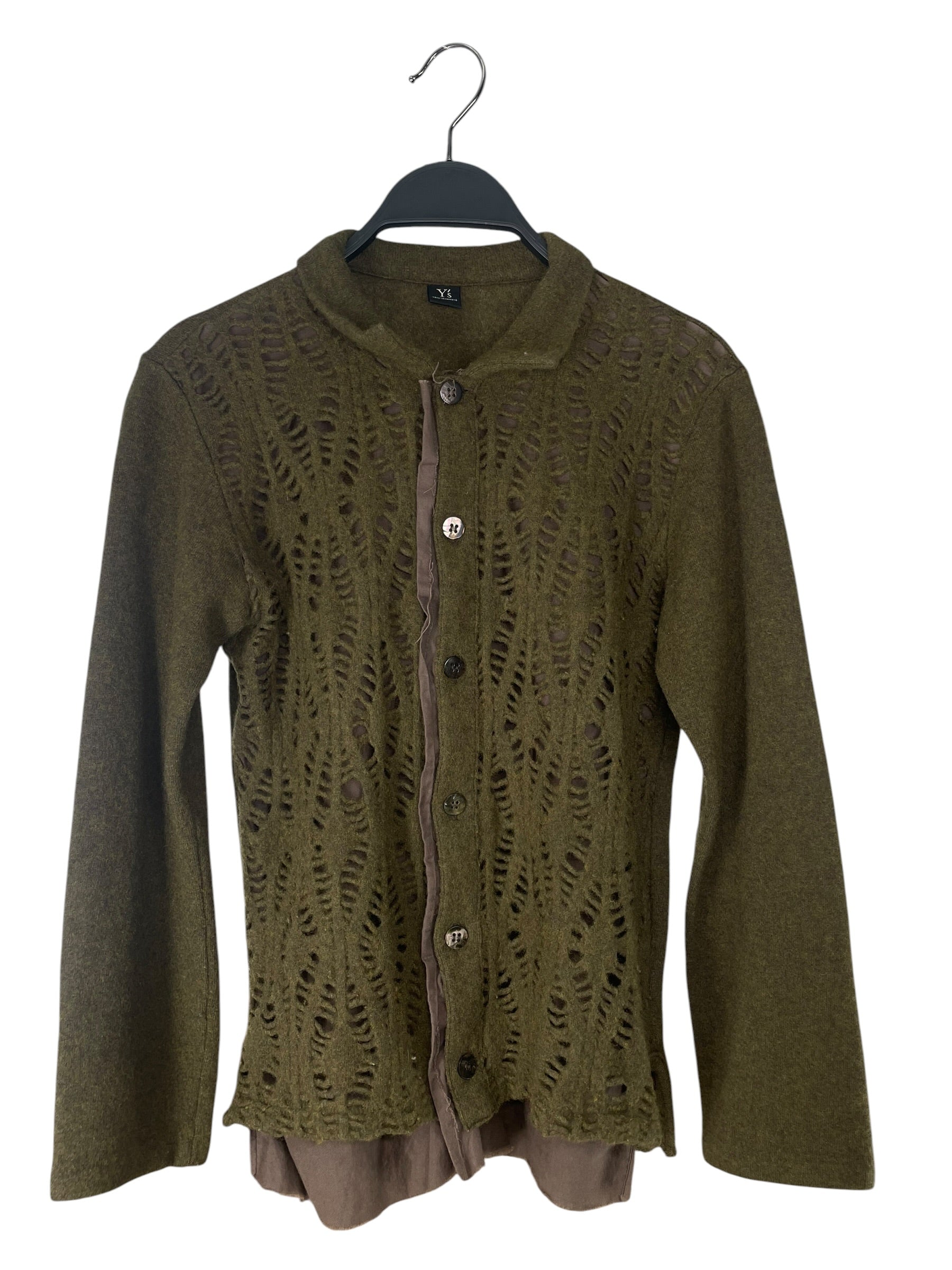 Y's/Cardigan/3/Wool/GRY/DISTRESSED CARDIGAN view 1