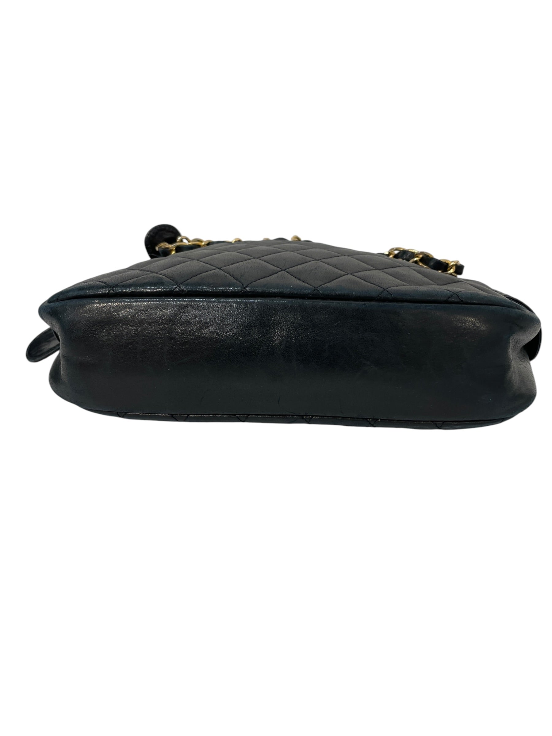 CHANEL/Cross Body Bag/Leather/Black/camera patch logo zip view 3